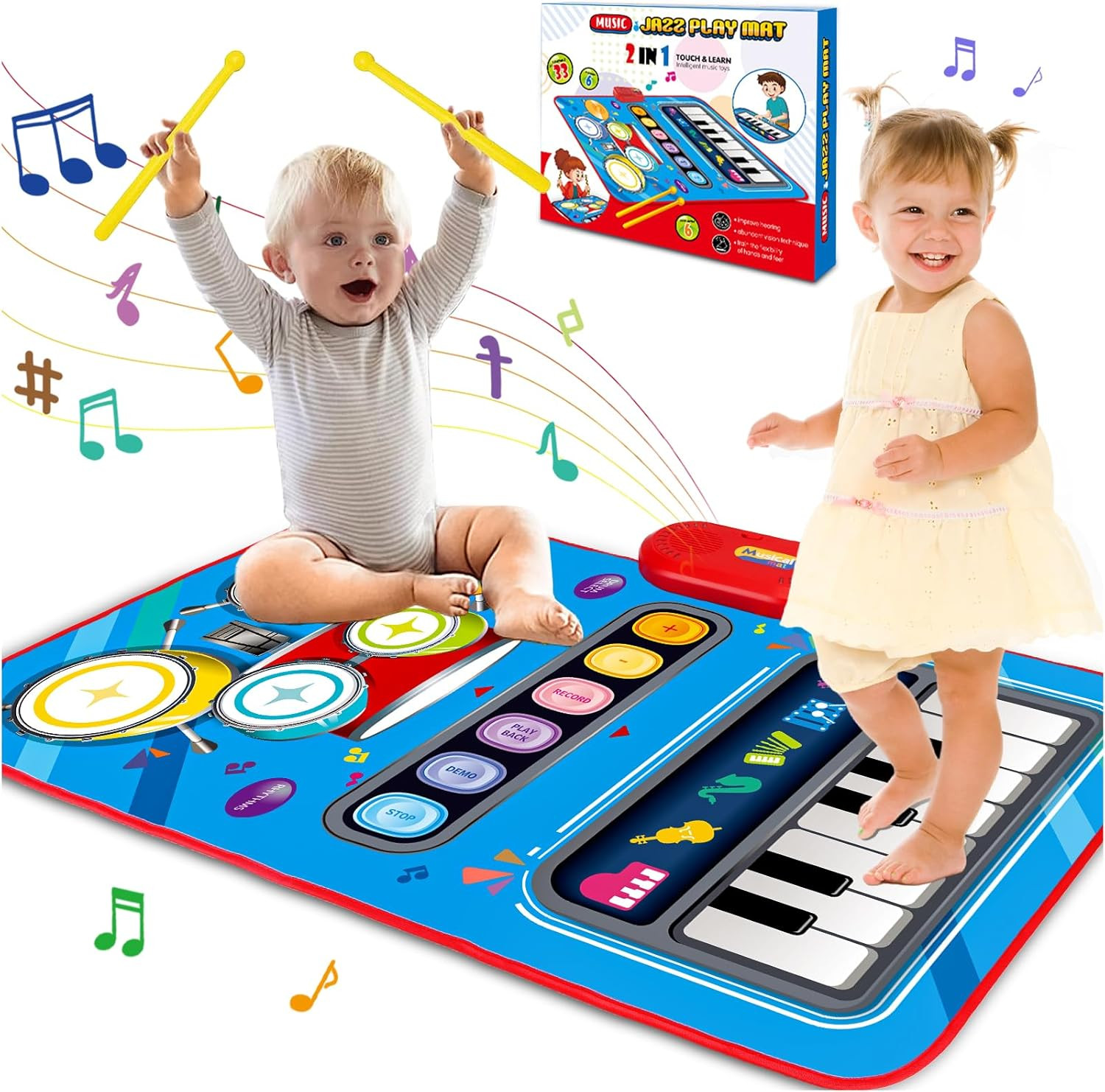 Baby Toys for 1 Year Old: Baby Musical Mat Toddler Toys Age 1-2 – 2 in 1 Pia Dru