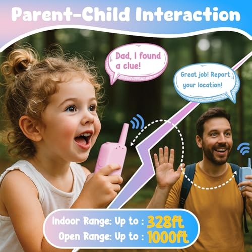 Video Walkie Talkies for Kids, Handheld 2 Pack Rechargeable Video Blue/Pink