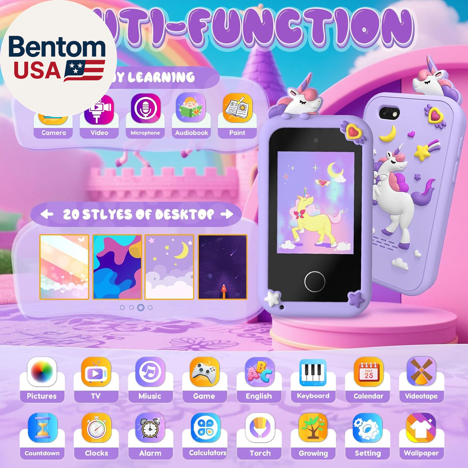 Kids Smart Phone Toys for Girls,Christmas Birthday Gifts for Girls Age 3-10 Kids