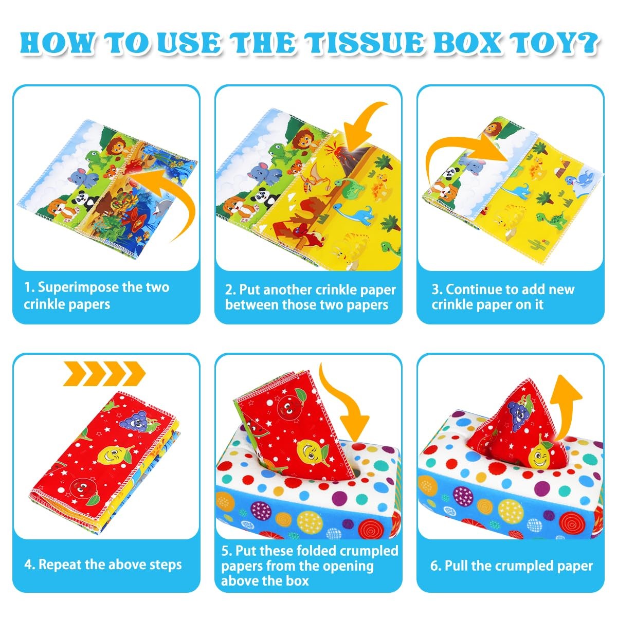 Aiduy Baby Toys 6 to 12 Months – Tissue Box Medium, Colorful