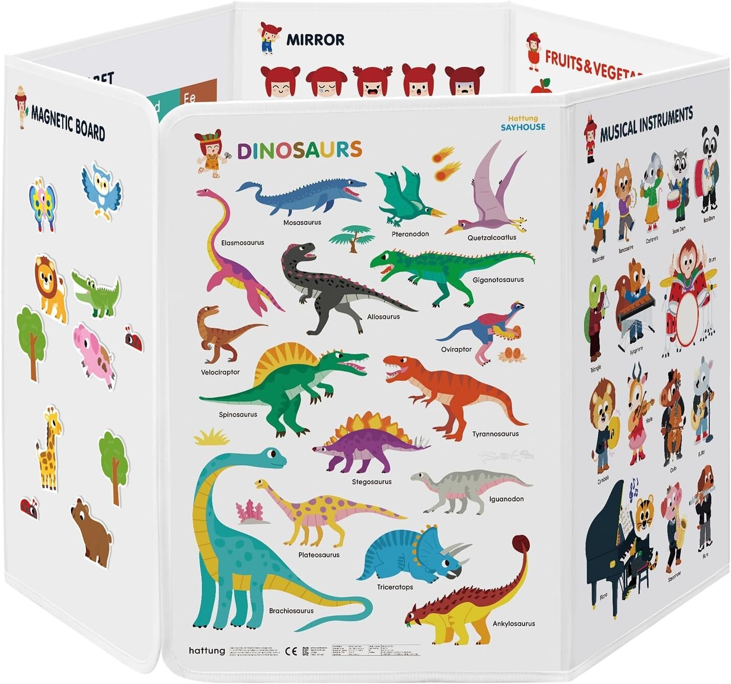 Hattung SayHouse Foldable Kids’ Magnetic Learning Board with Animal & Vehical