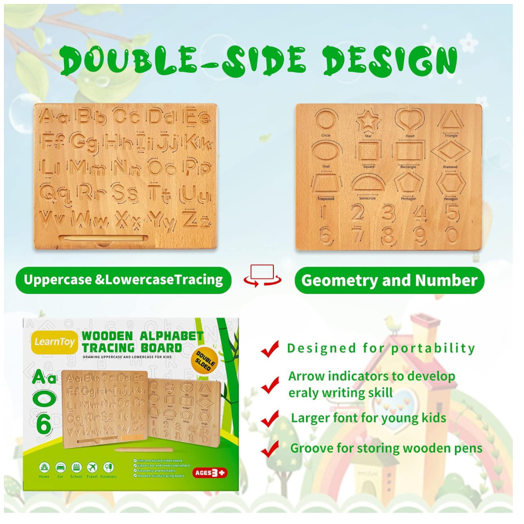 Montessori Wooden Alphabet Tracing Board – Educational Toy for Kids-Motor Skills