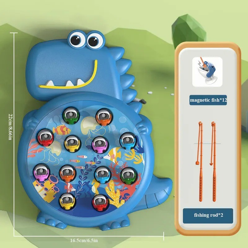 Dinosaur Simple Magnetic Fishing Play Rod Game Toy with Rod Kids Educational Toy