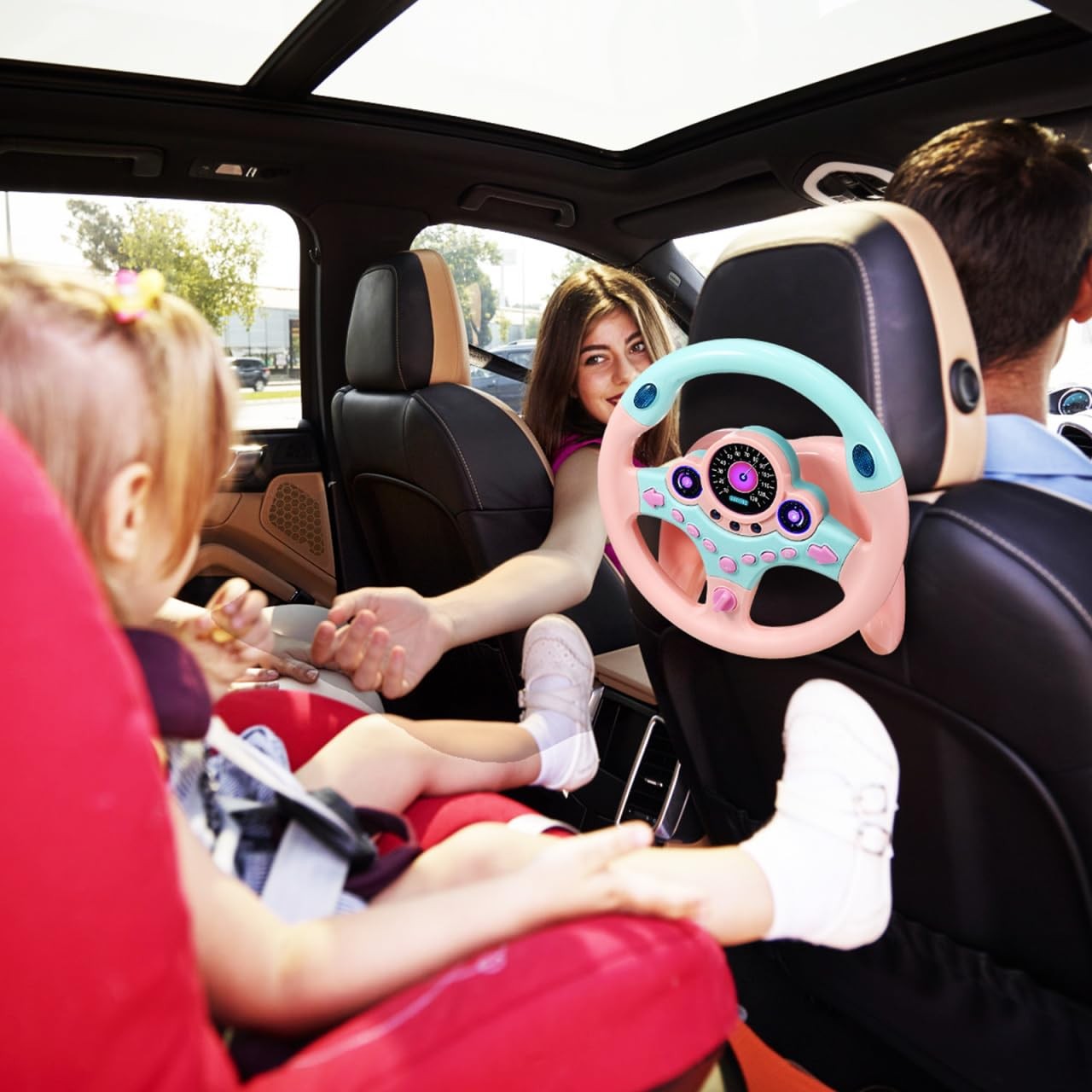 Steering Wheel Toy with Car Key, Racing Car Steering Wheel with Light and Mus…
