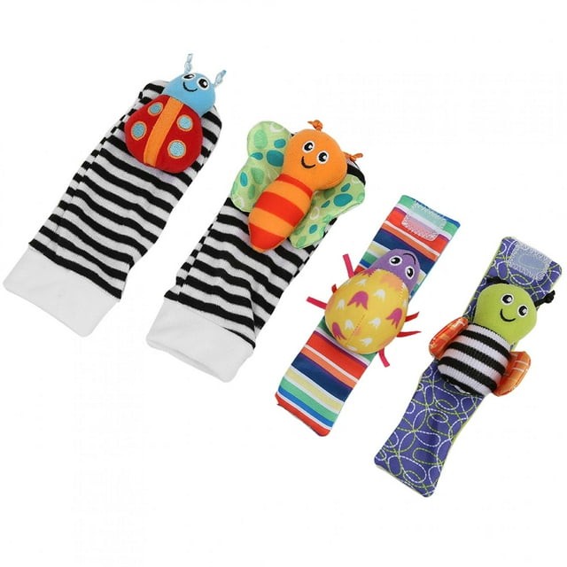 Butterfly Foot Finder Socks Wrist Rattles Toys for New Born Gift Set