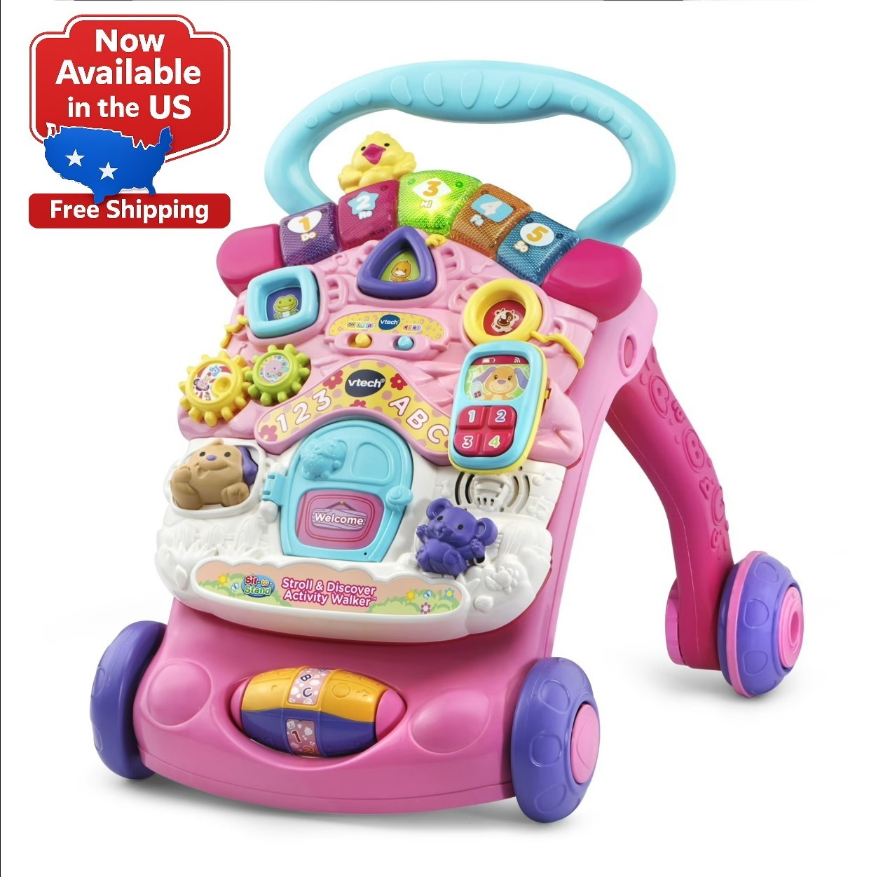 VTech Stroll & Discover Activity Walker – Pink with Accessories, Baby and Toddle