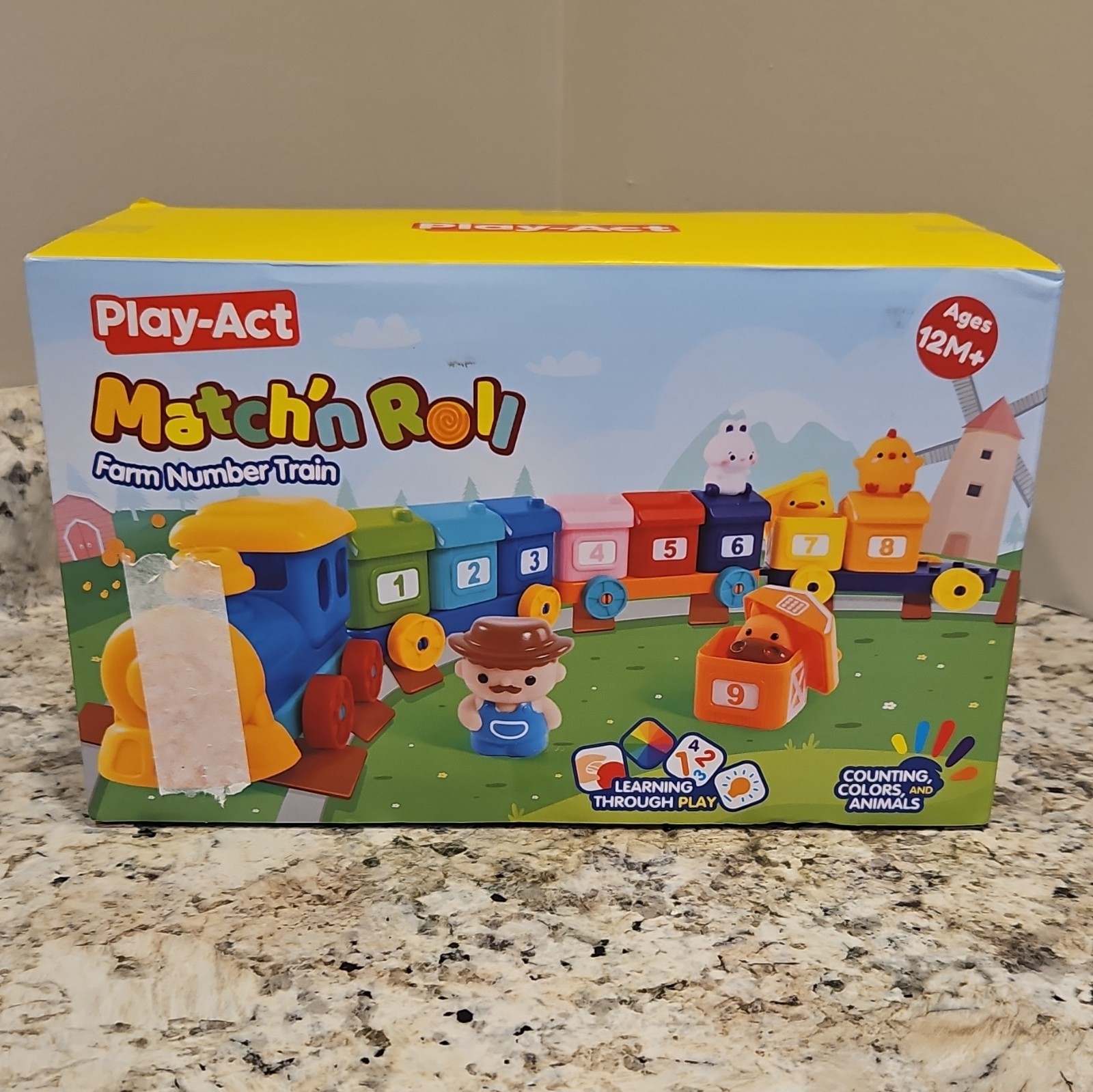 Play-Act Match’n Roll Farm Number Train Activity Toy Counting, Colors 12M+