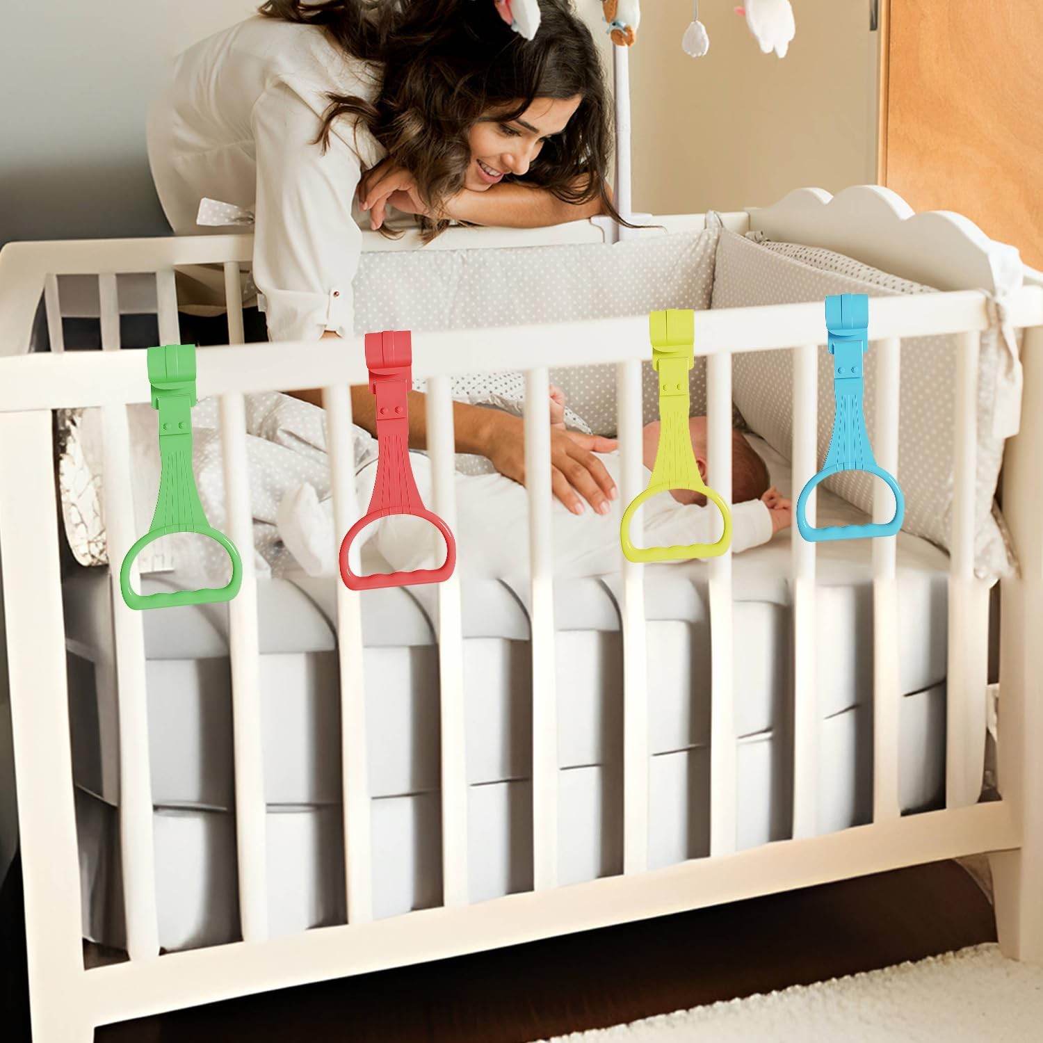 8Pcs Pull Up Rings – Baby Walking Small Single, Blue, Yellow, Red and Green.