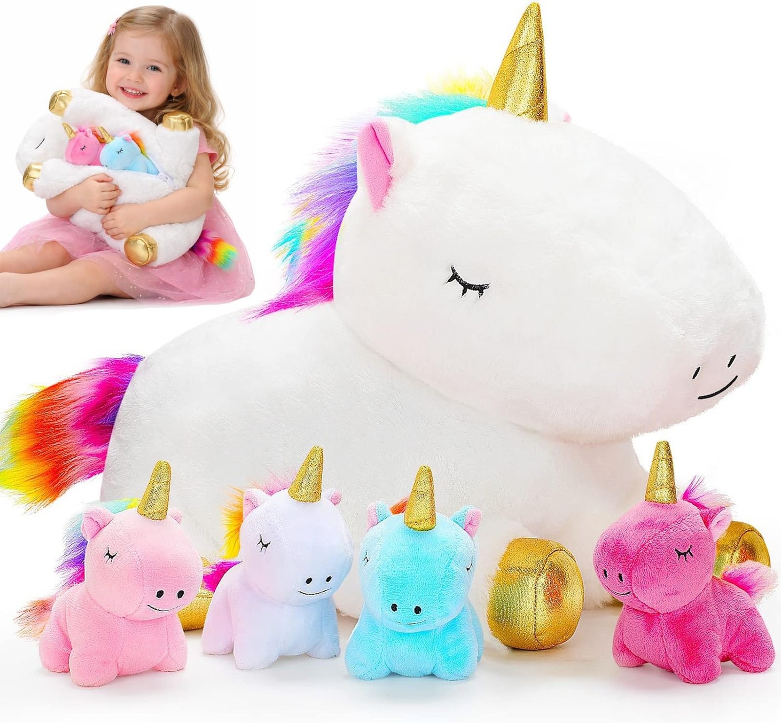 KMUYSL Toys for Girls Ages 0 1 2 3 4 5 6 7 8+ Years – Unicorn Mommy Stuffed A…
