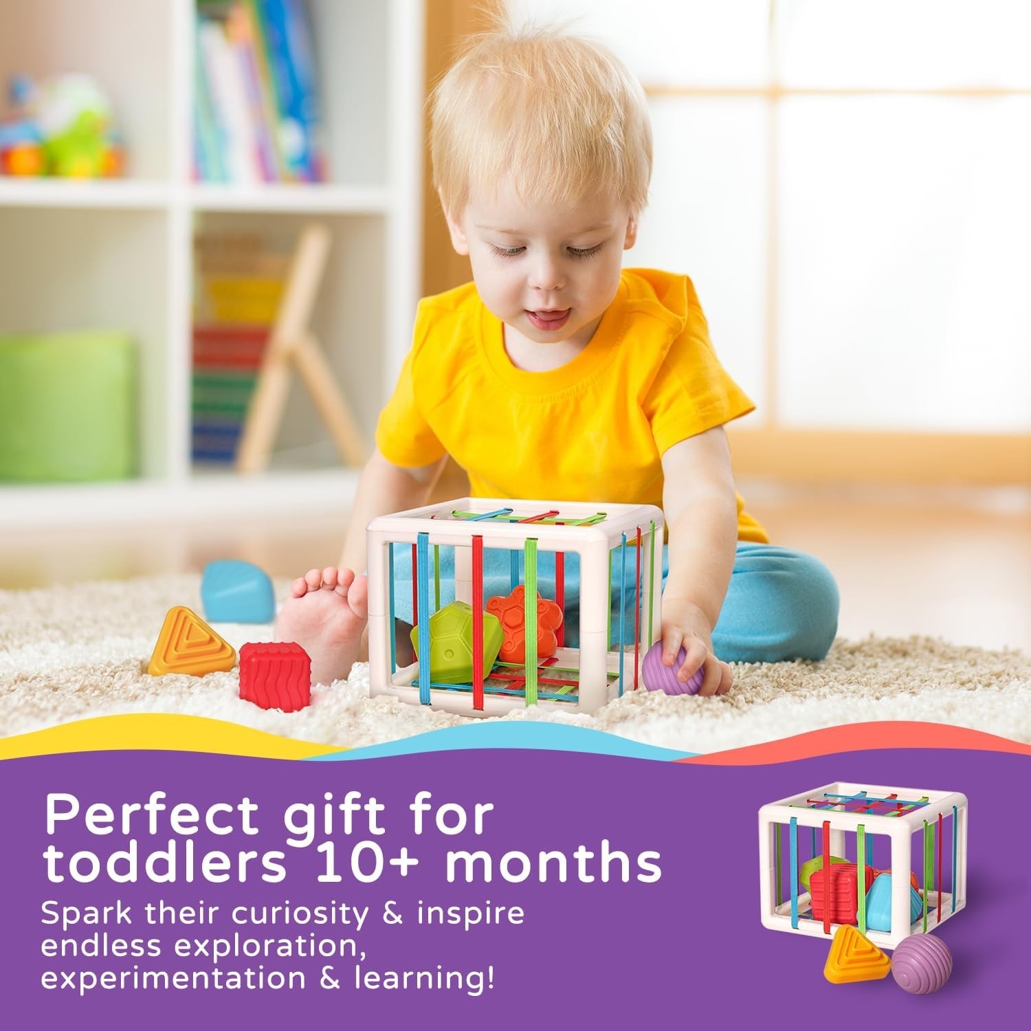 Montessori Toys 1 Year Old Sensory Shape Cube Baby Learning Development 6pcs Set
