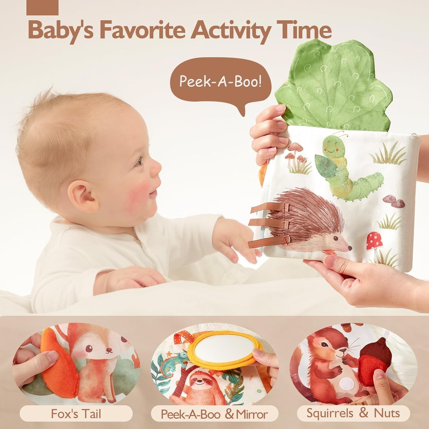 Baby Books 0-6 , Tummy Time Sensory Toys 6 to 12 Touch Feel Crinkle Book for…