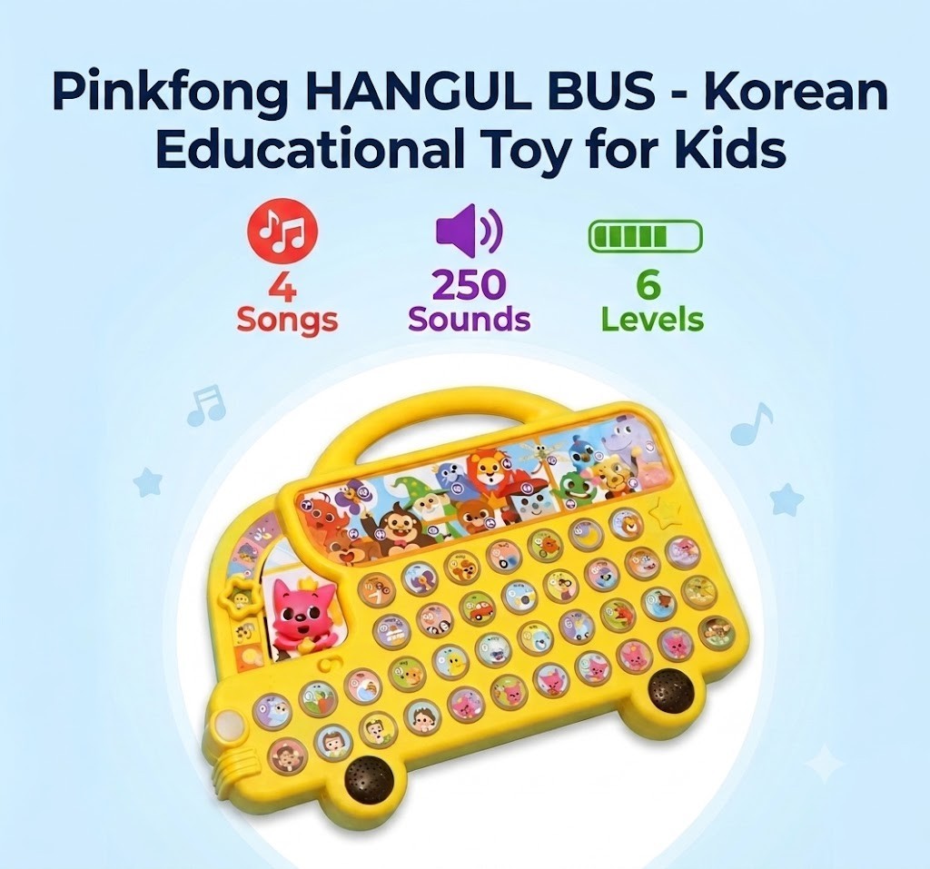 Pinkfong Learning Korean Hangul Bus Play Toy Set Kids Infant Authentic K-Toy