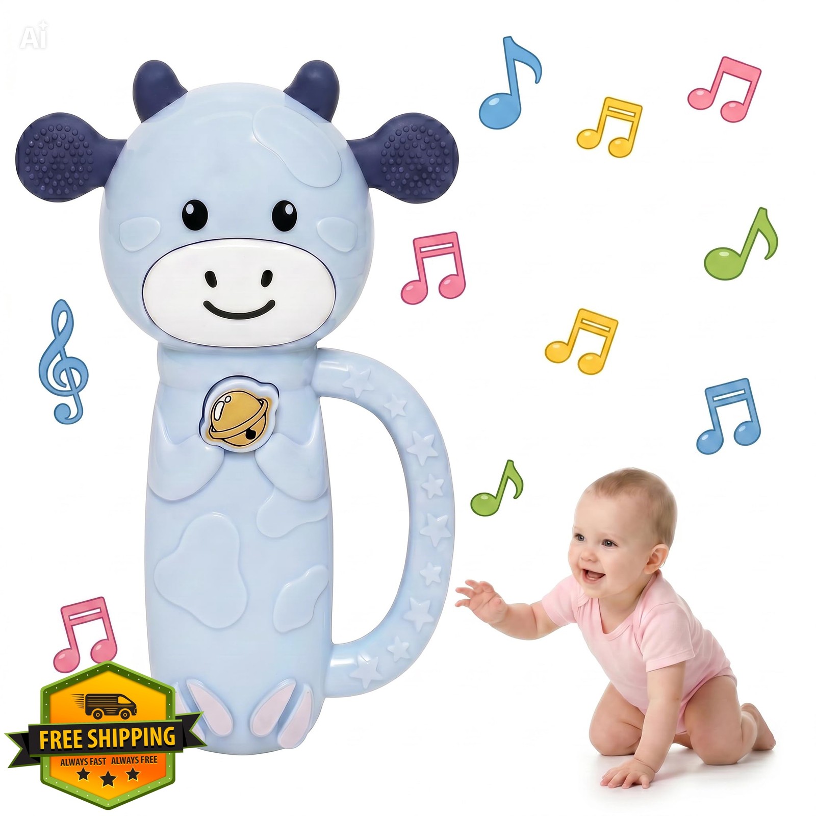 Moo Moo Blue Musical Sensory Toy