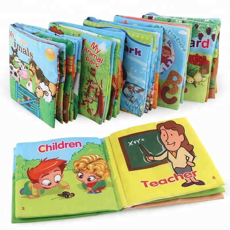 Baby Soft Cloth Books, Educational Activity Crinkle Books -Set of 6.