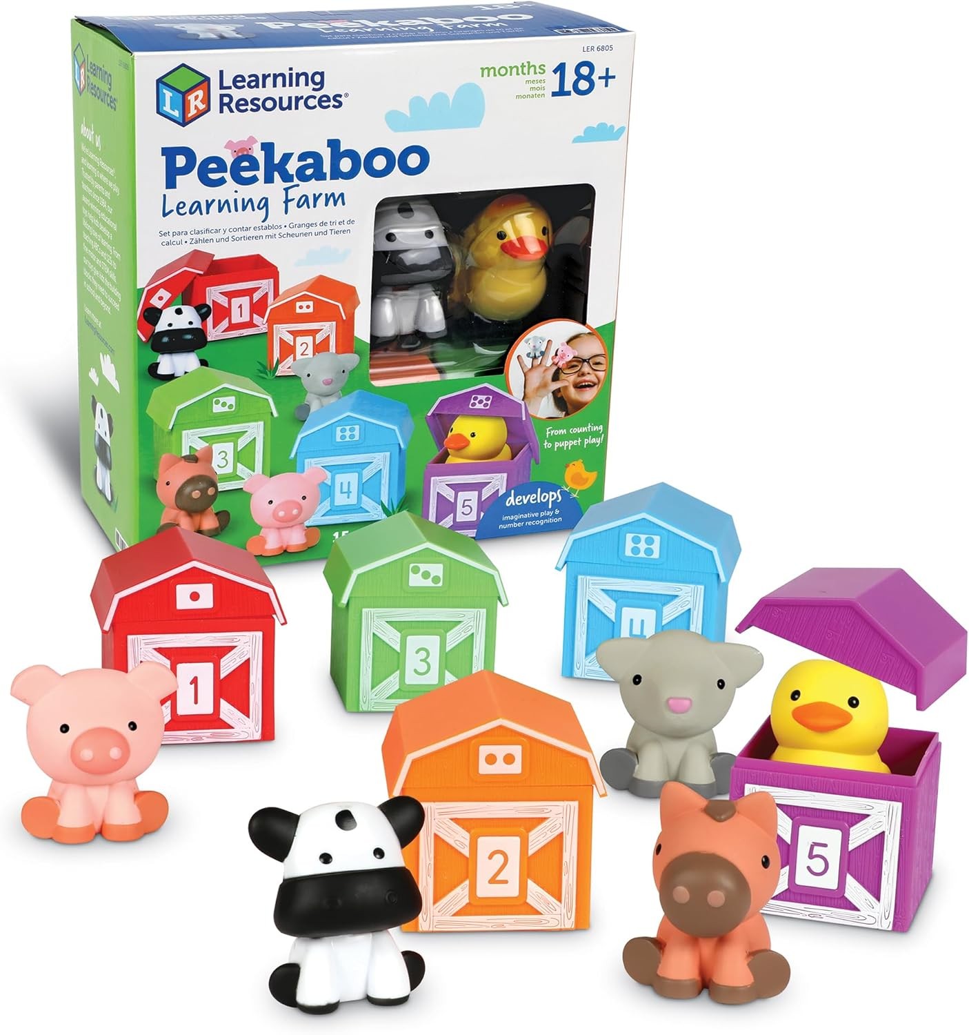 Learning Resources Peekaboo Learning Farm – 10 Pieces, Ages 18+ Months Toddler L