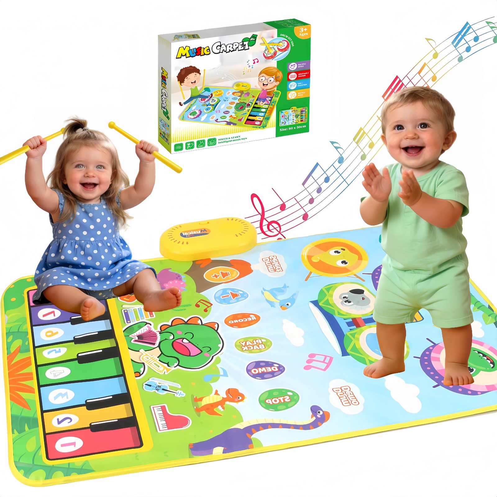 Baby Toys for 0-6 months, Dinosaur Musical Mat Montessori Toys 1 Year Old, Se…