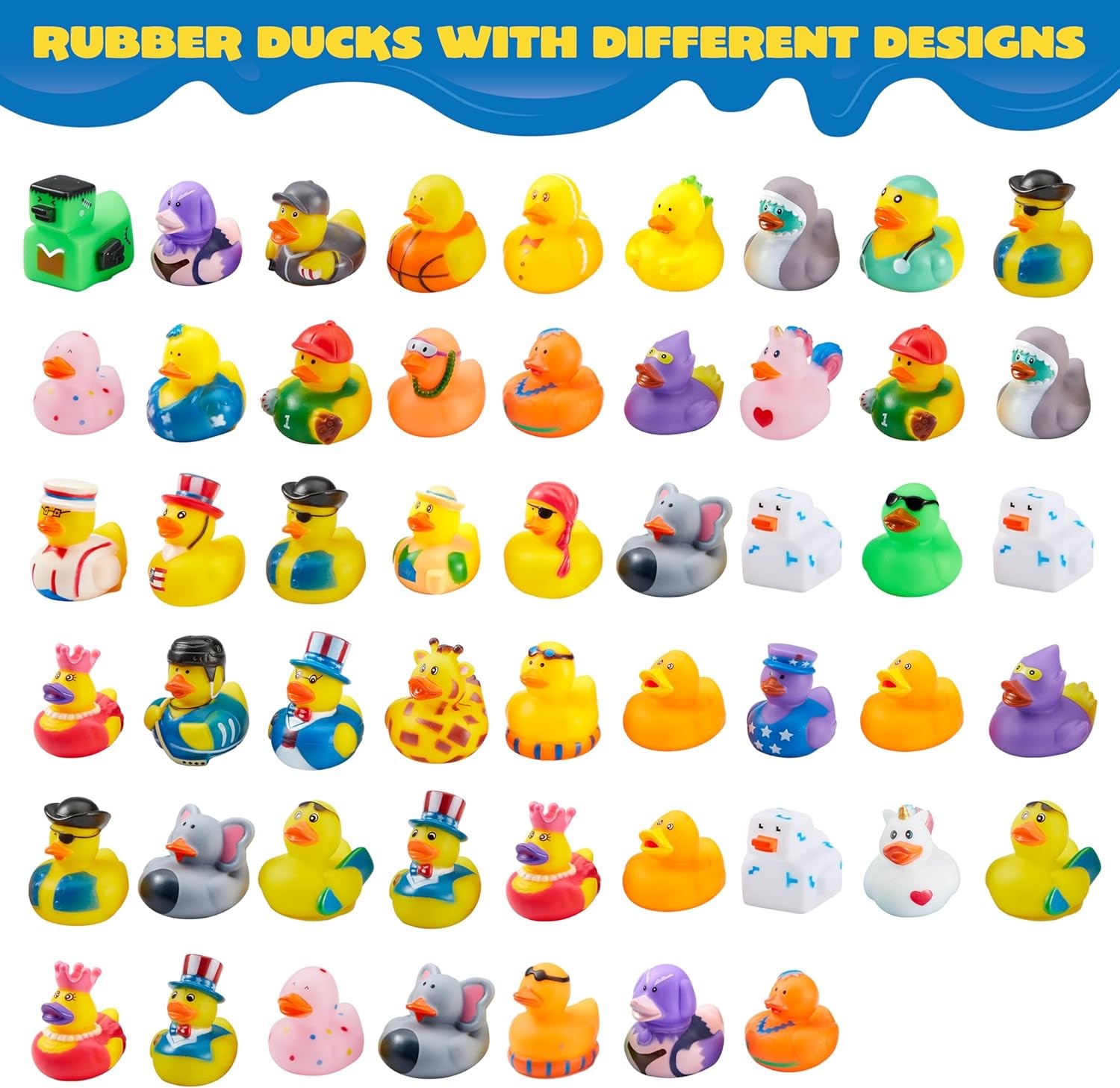 JOYIN 15 Pcs Rubber Ducks, Random Assortment Ducks Bulk with Mesh Carry Bag,…