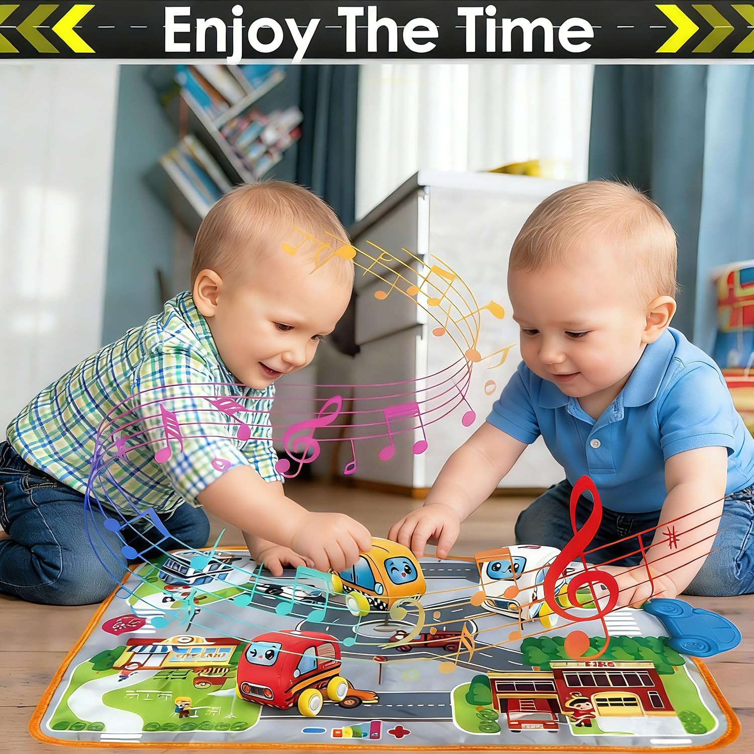 oeleoyi Soft Cars Toys with Voiced Playmat for One Year Old Toddler, Birthday