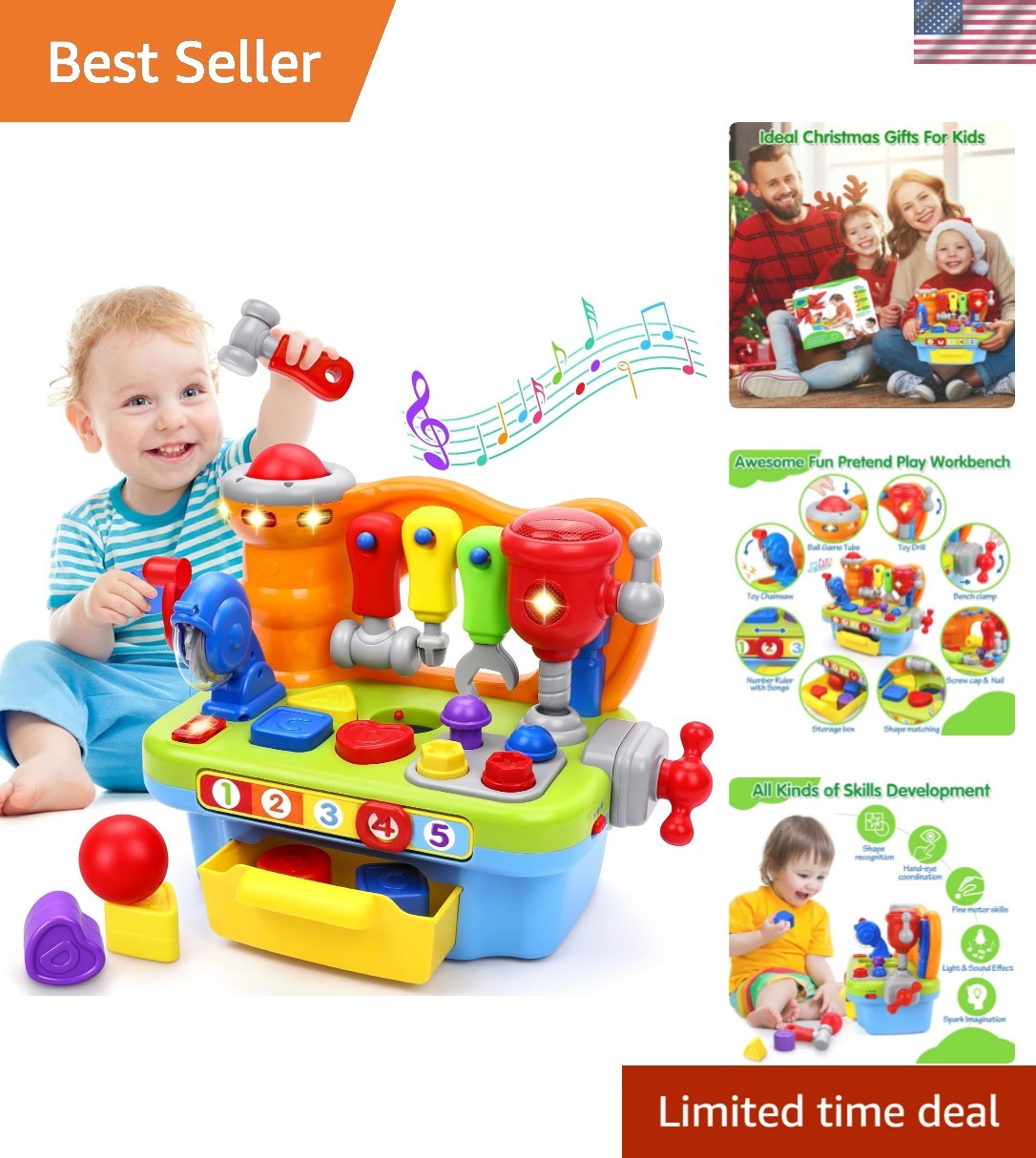 Toys for 1 Old Boy, Musical Toddler Tool Bench, Montessori Educational Toys …