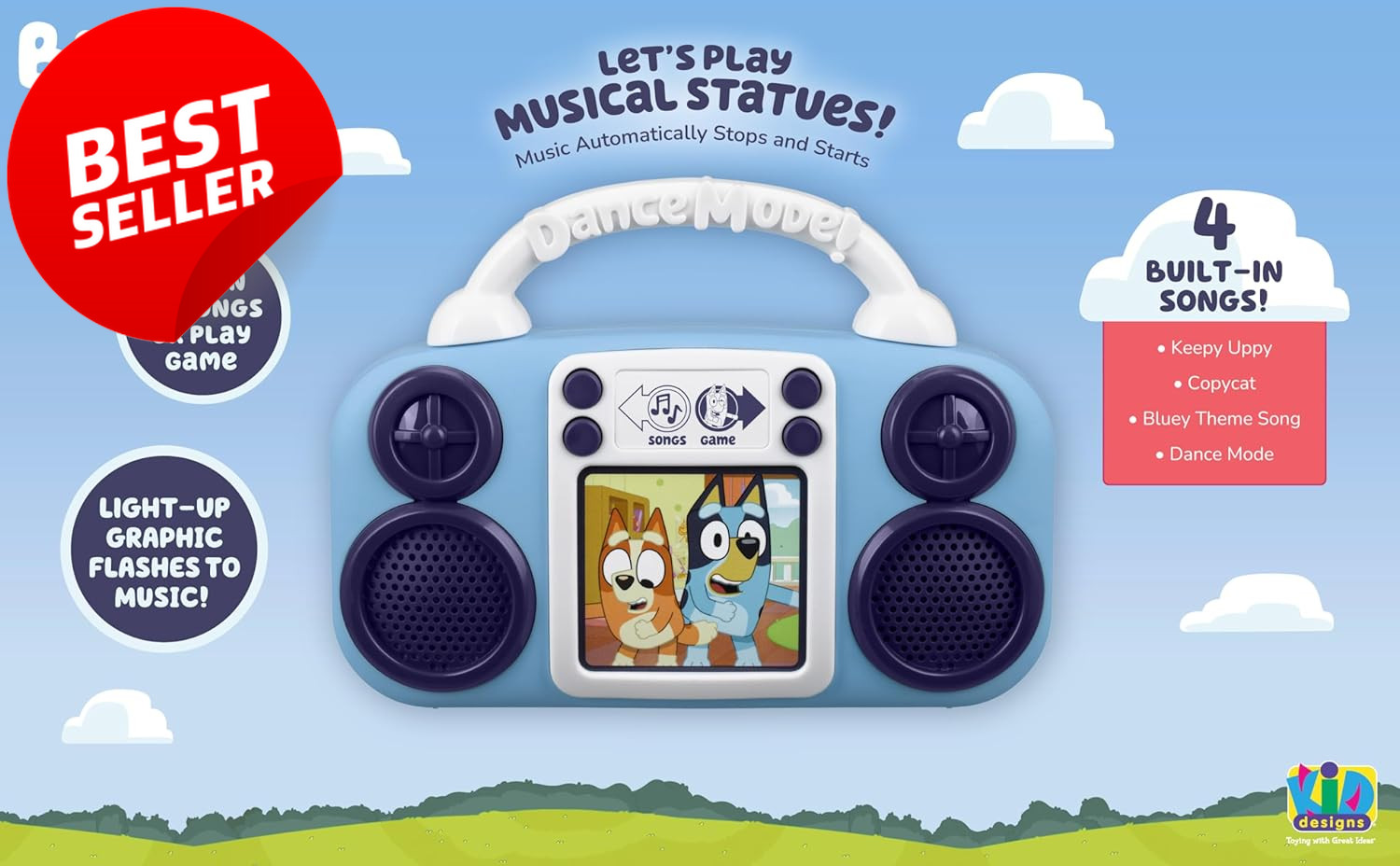 Bluey Toy Music Player Toddler Musical Toy Built-In Songs Gift Idea – US