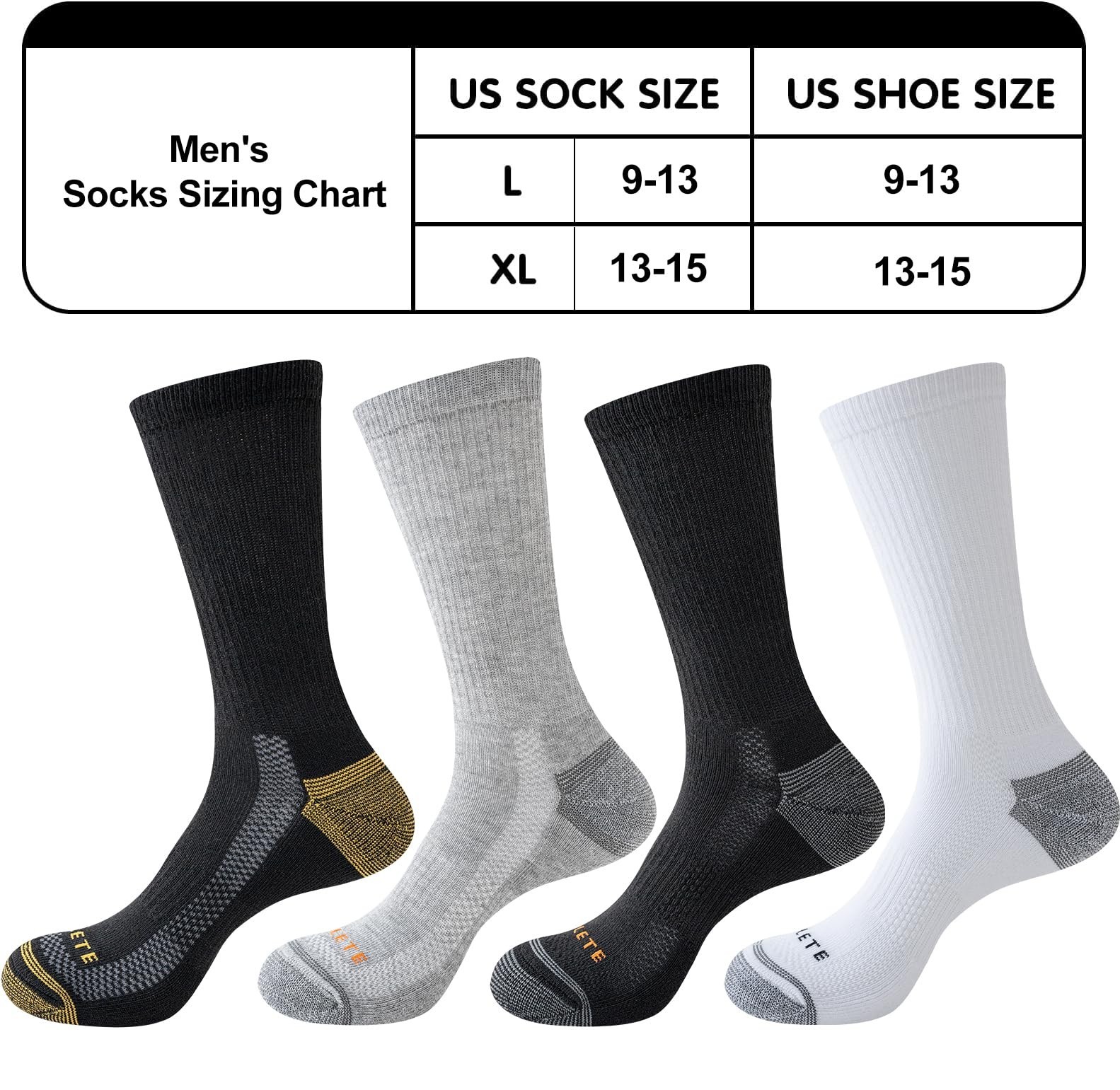 JOYNÉE Mens Athletic Crew Socks 5/10 Pairs Lightweight Cushioned Breathable