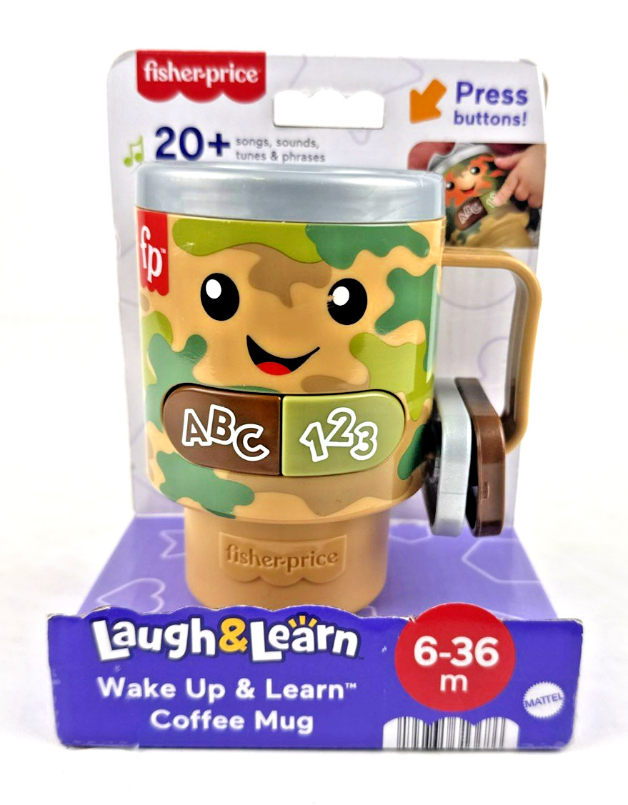 NEW Fisher‑Price Laugh & Learn Wake Up & Learn Coffee Mug Toy 6–36M Tested Works