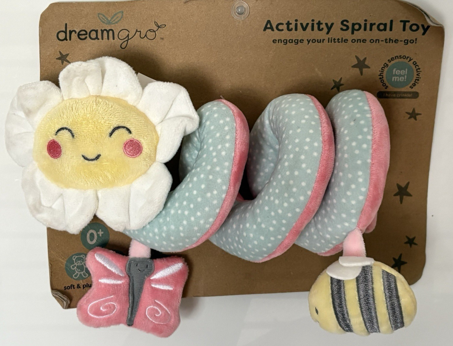 Dreamgro Spiral Activity Soft Baby Toy for Stroller or Car Seat Flower Butterfly