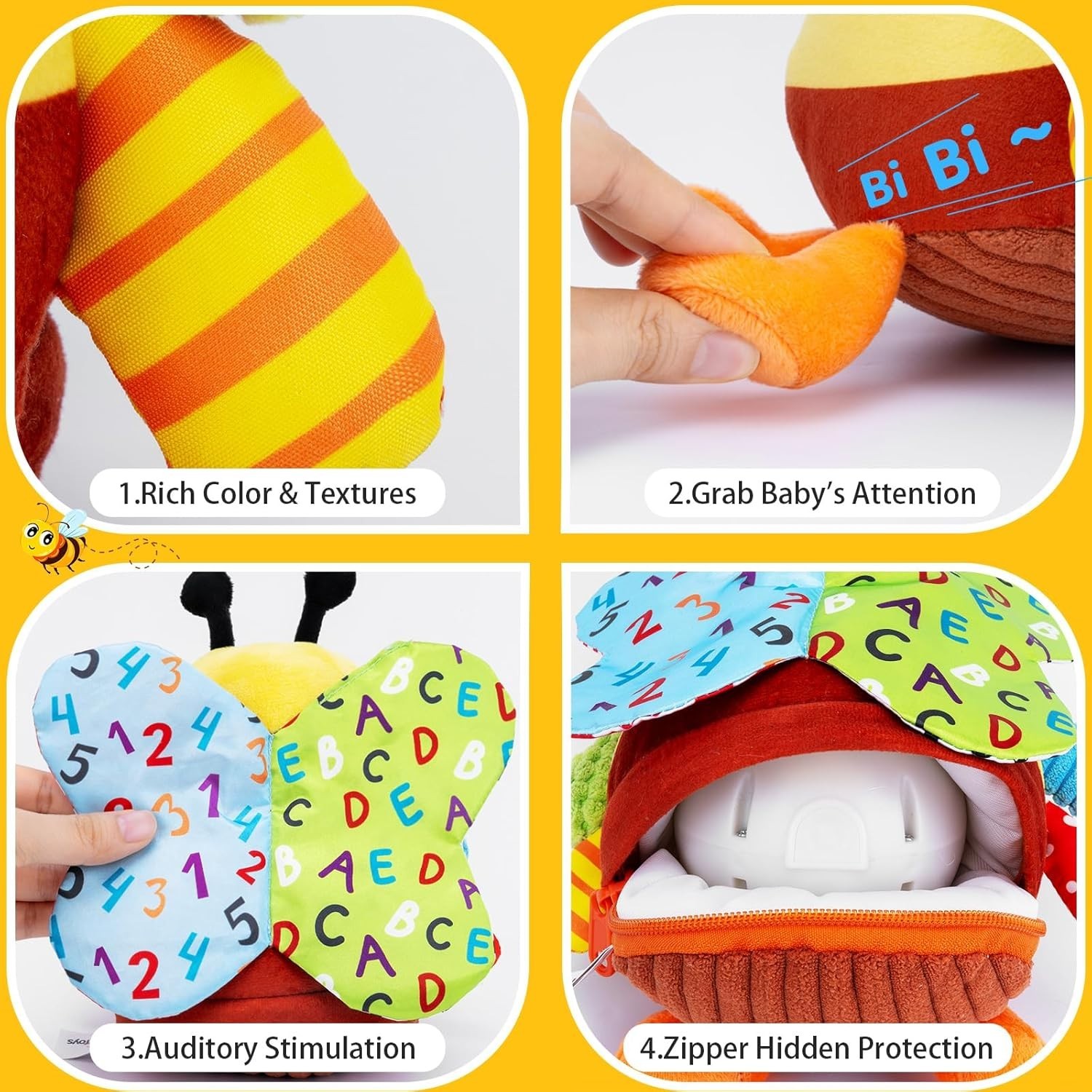 Musical Dancing Bee Plush Toy Rechargeable Baby Sensory Crawling 6-18M