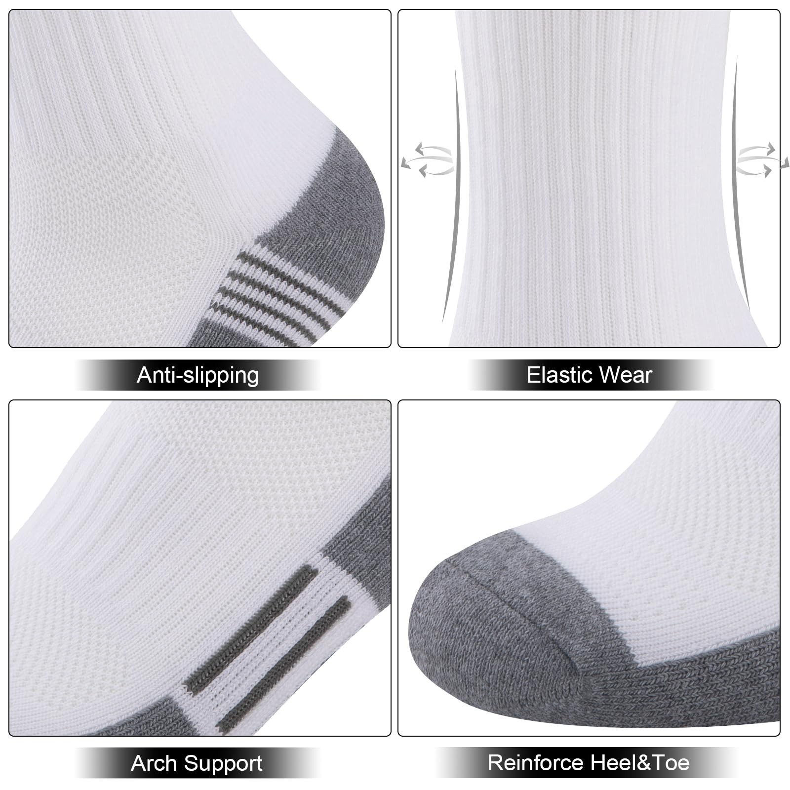 COOVAN 8 Pairs Mens Crew Socks Cushioned Moisture Wicking Athletic Heavy Duty…