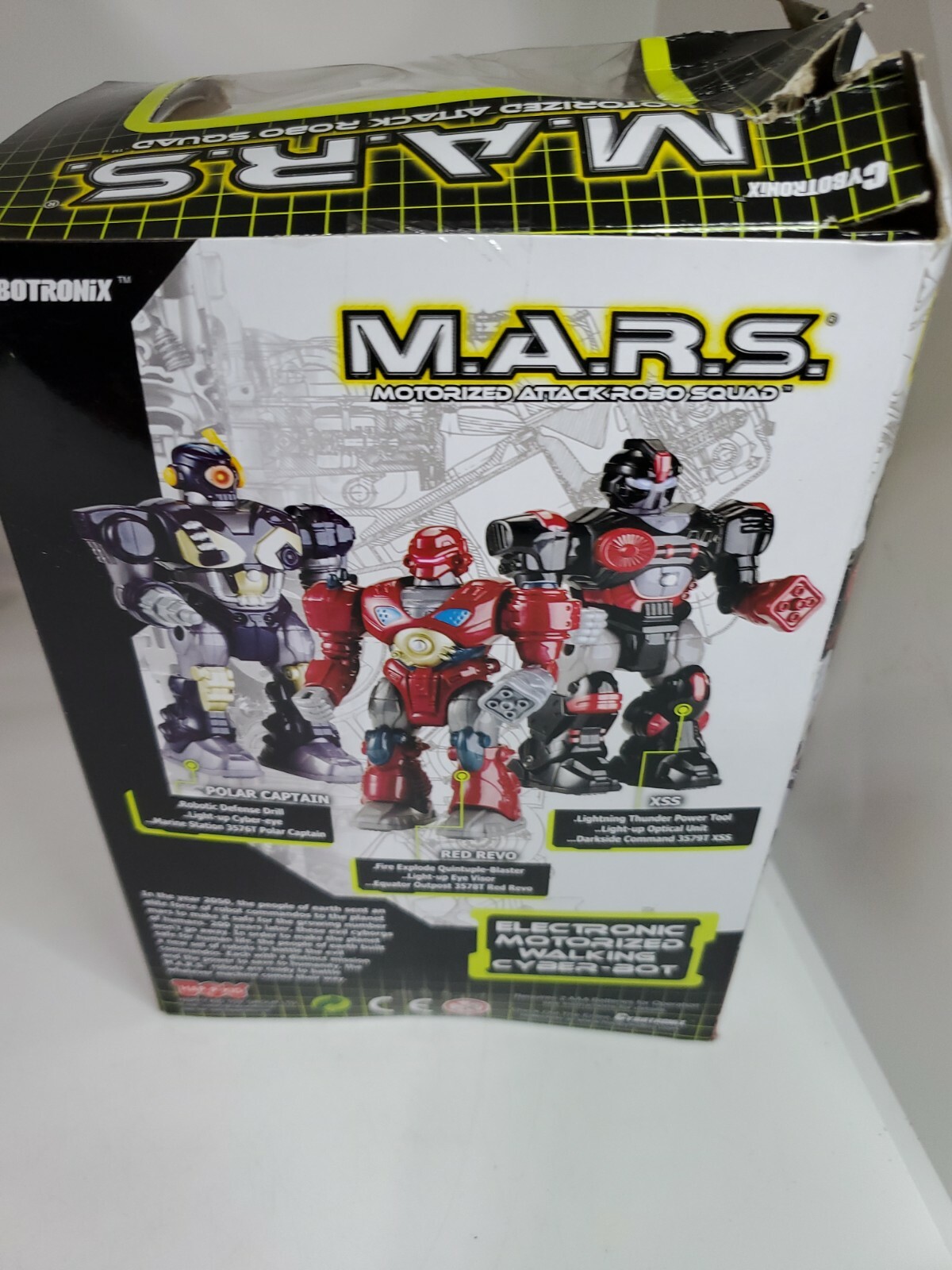 M.A.R.S. Motorized Walking Cyber Bot Attack Robot Polar Captain. DAMAGE BOX