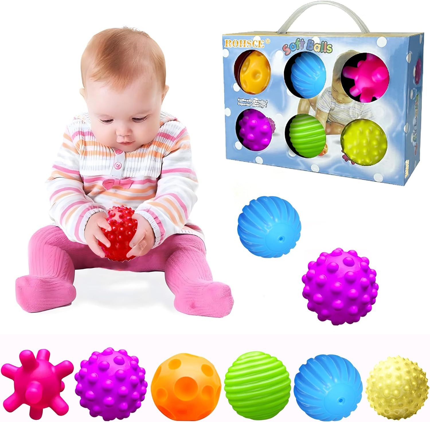 Sensory Balls for Baby Sensory Baby Toys 6 to 12 Months for Toddlers 1-3, Bright