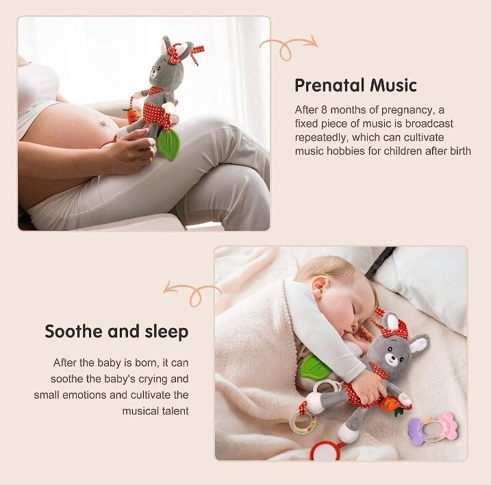 Rabbit Baby Toy 0-6-12 months, Baby Car Seat Toy and Stroller Toy Easter…
