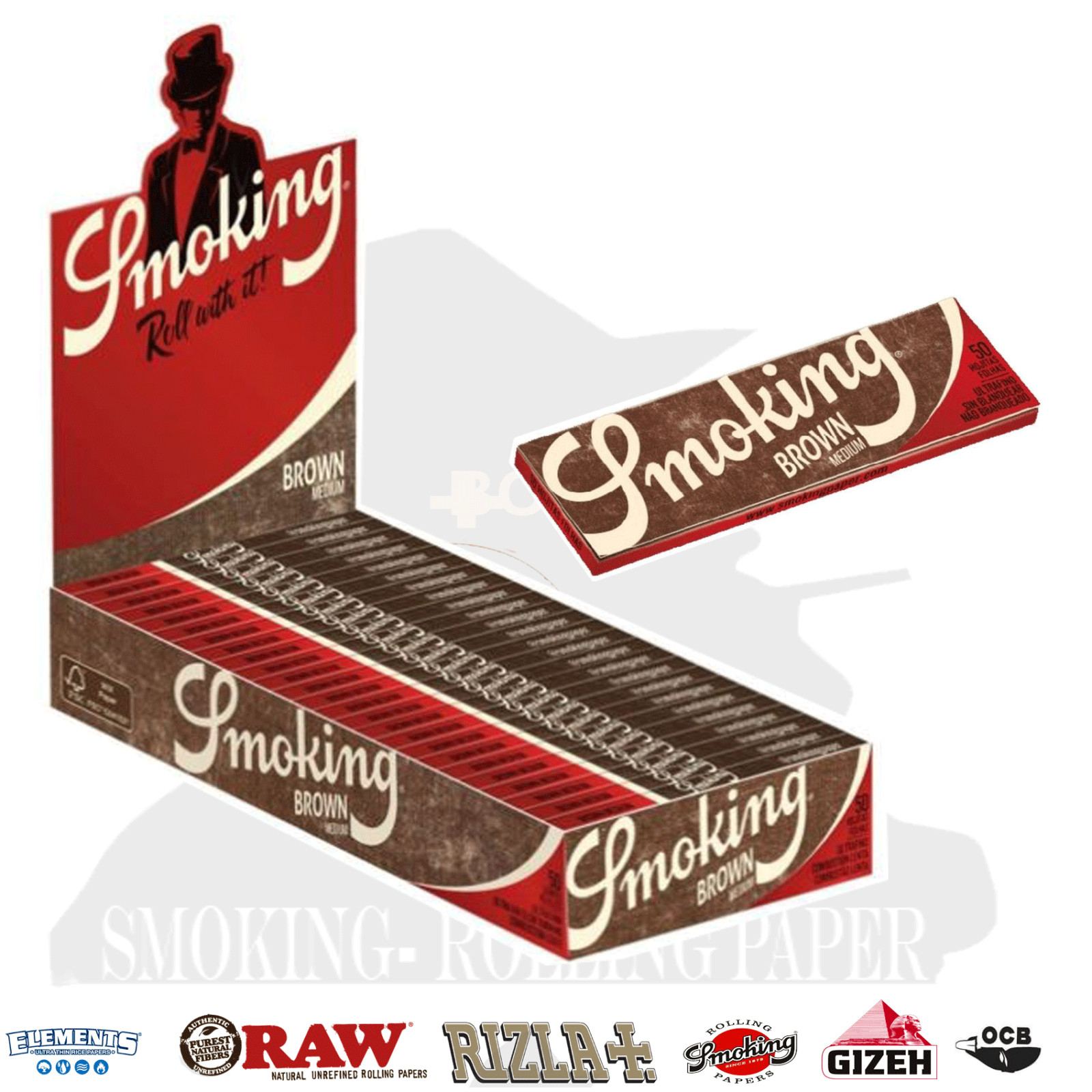 Smoking Tuxedo Brown Unbleached Medium 1¼ Rolling Papers 1250 Leaves