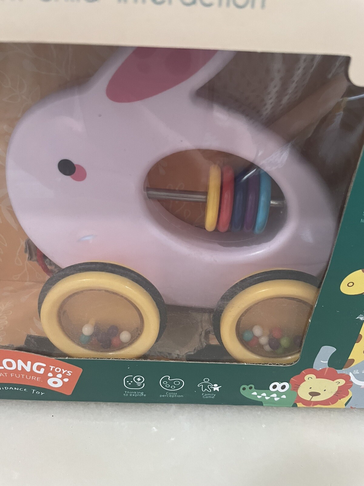 KIDDOS Pull Along Rolling Animal Toy- 18 Months and Up Push & Pull Toys Rabbit