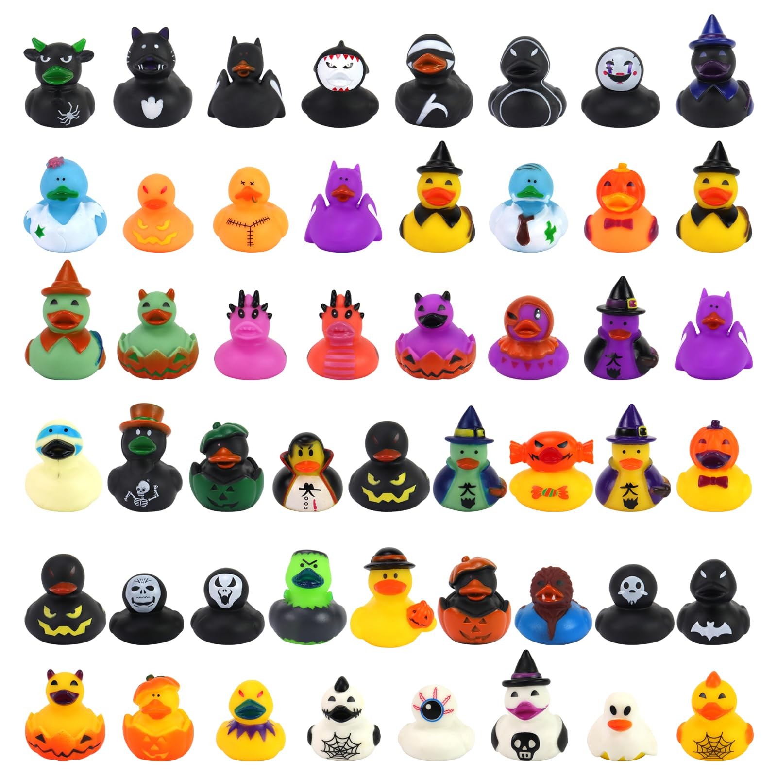 Fudragtn 50 Pcs Halloween Rubber Ducks Halloween Ducks For Jeeps Ducking Random