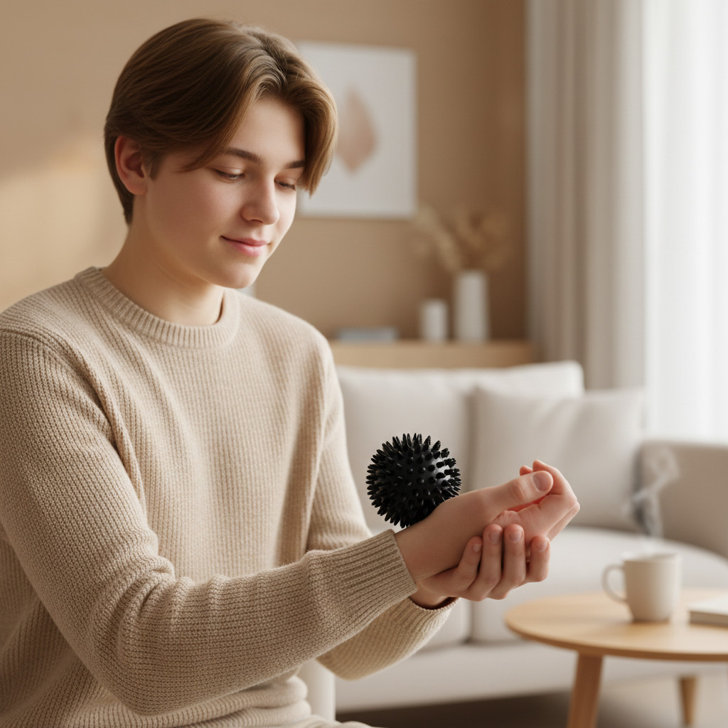 Spiky Massage Ball PVC Acupressure Tactile Fidget Stress Relief Therapy-Black