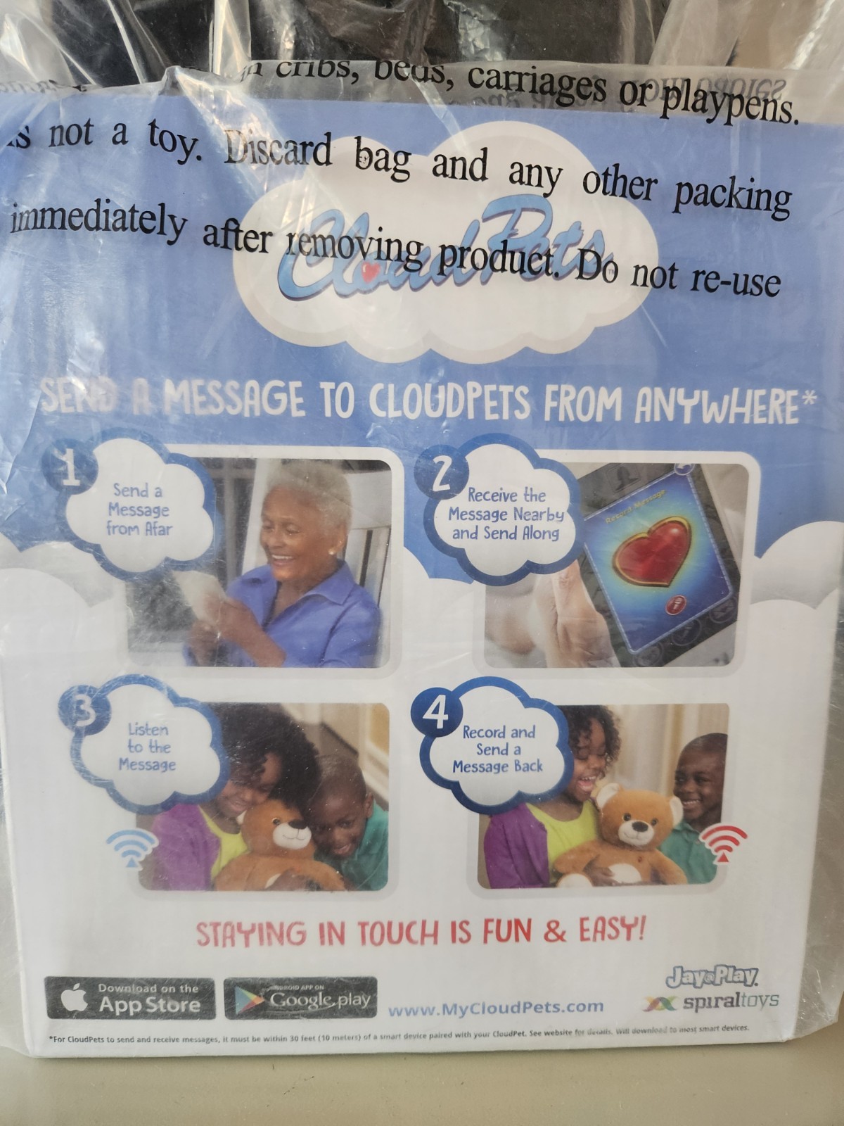Jay@Play Cloud Pets Black & White CAT NIB plush connect with family friends