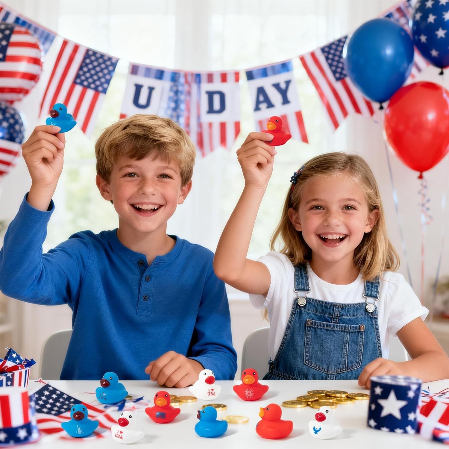 Patriotic Mini Rubber Ducks – 60Pcs 4th of July 250th Anniversary American Ducky