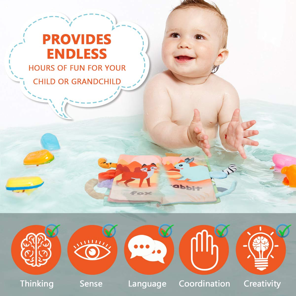 Soft Cloth Baby Books 0-6 Months, High Contrast Sensory Toy for Newborns