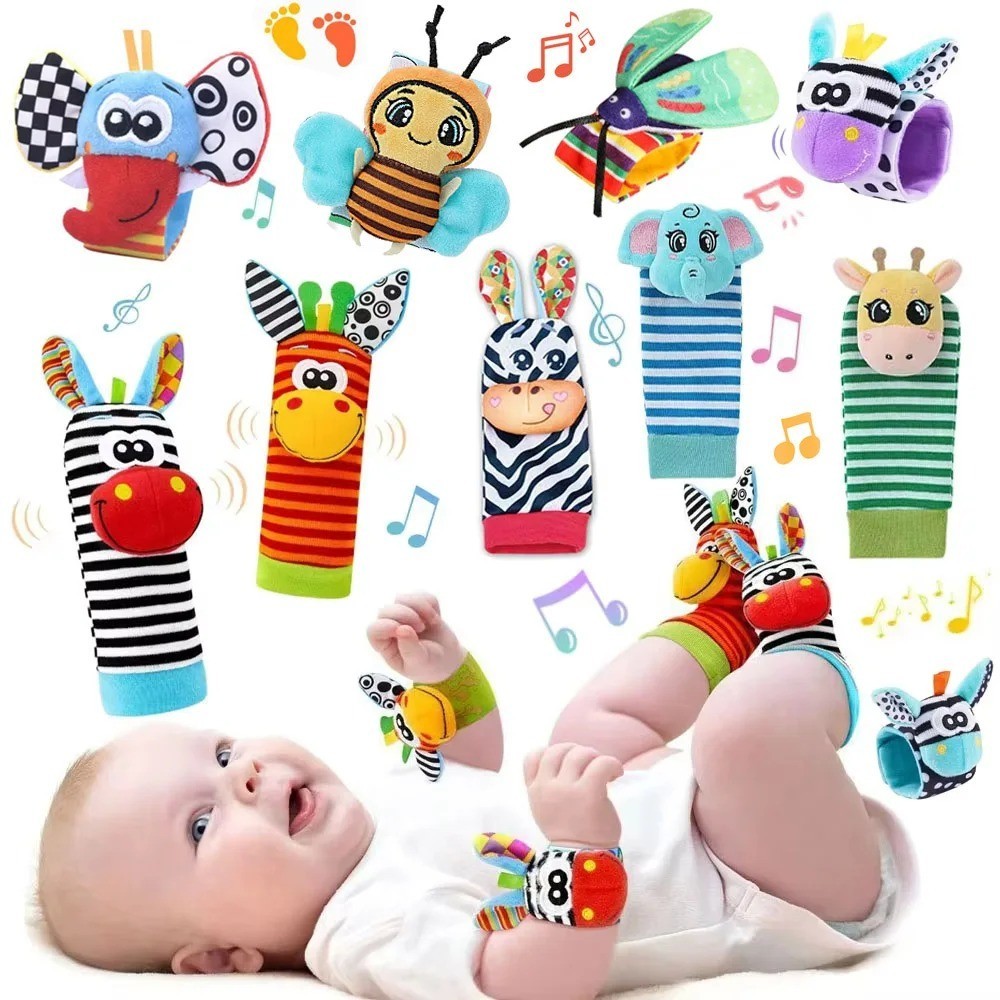Baby Wrist Rattle Socks Foot Finder Sensory Toy Newborn 0-12 Months Gift