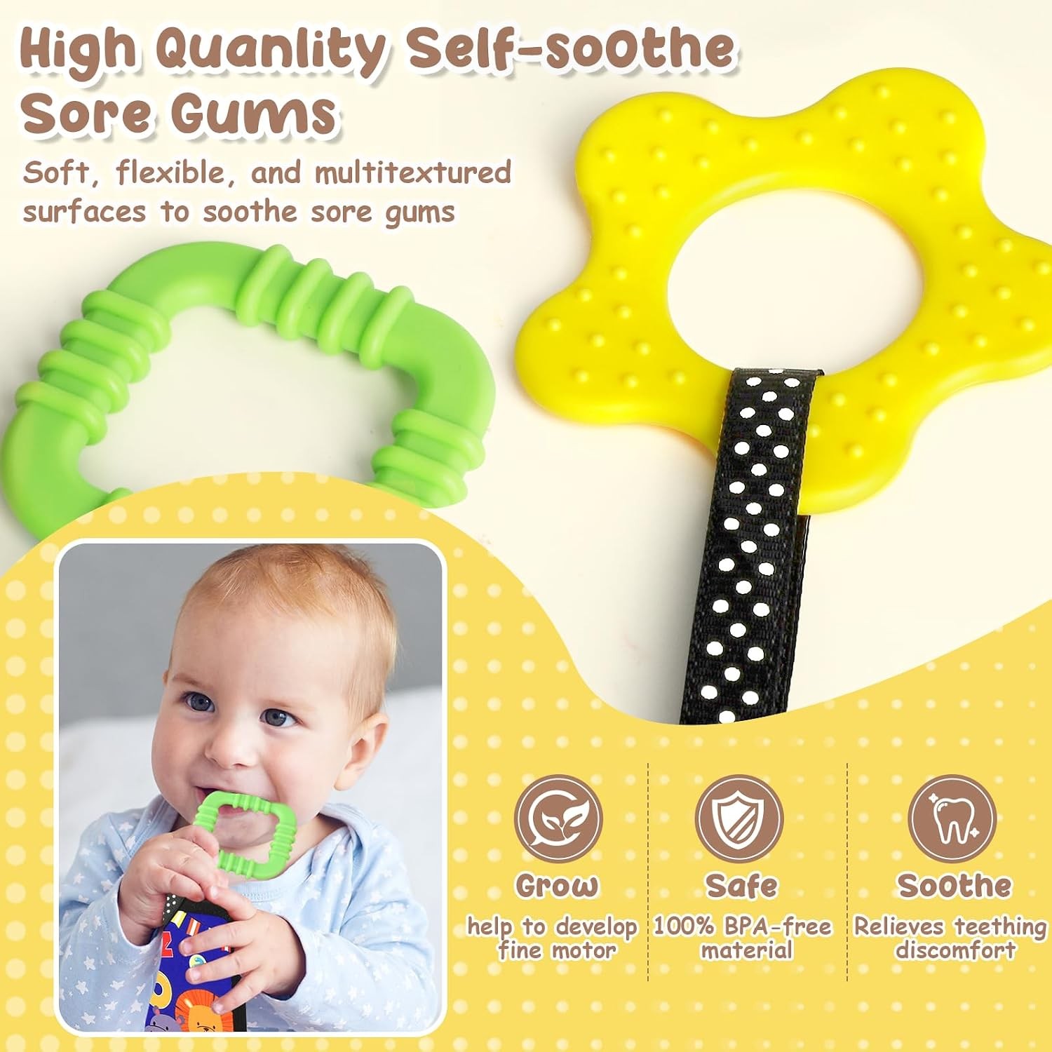 Black White High Contrast Tummy Time Toy for Infant Visual