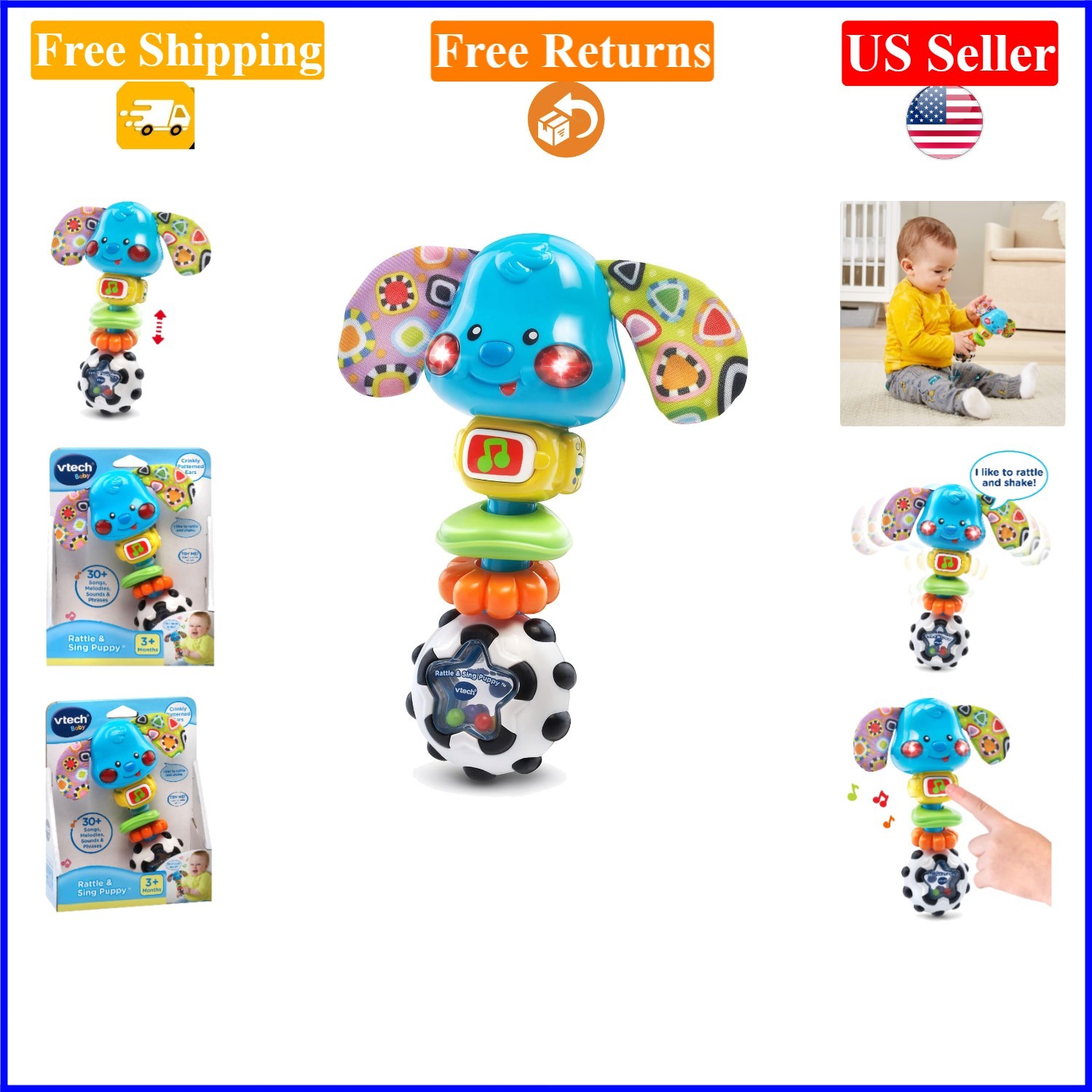 Baby Rattle & Sing Puppy, Multicolor, Plastic, Toddler