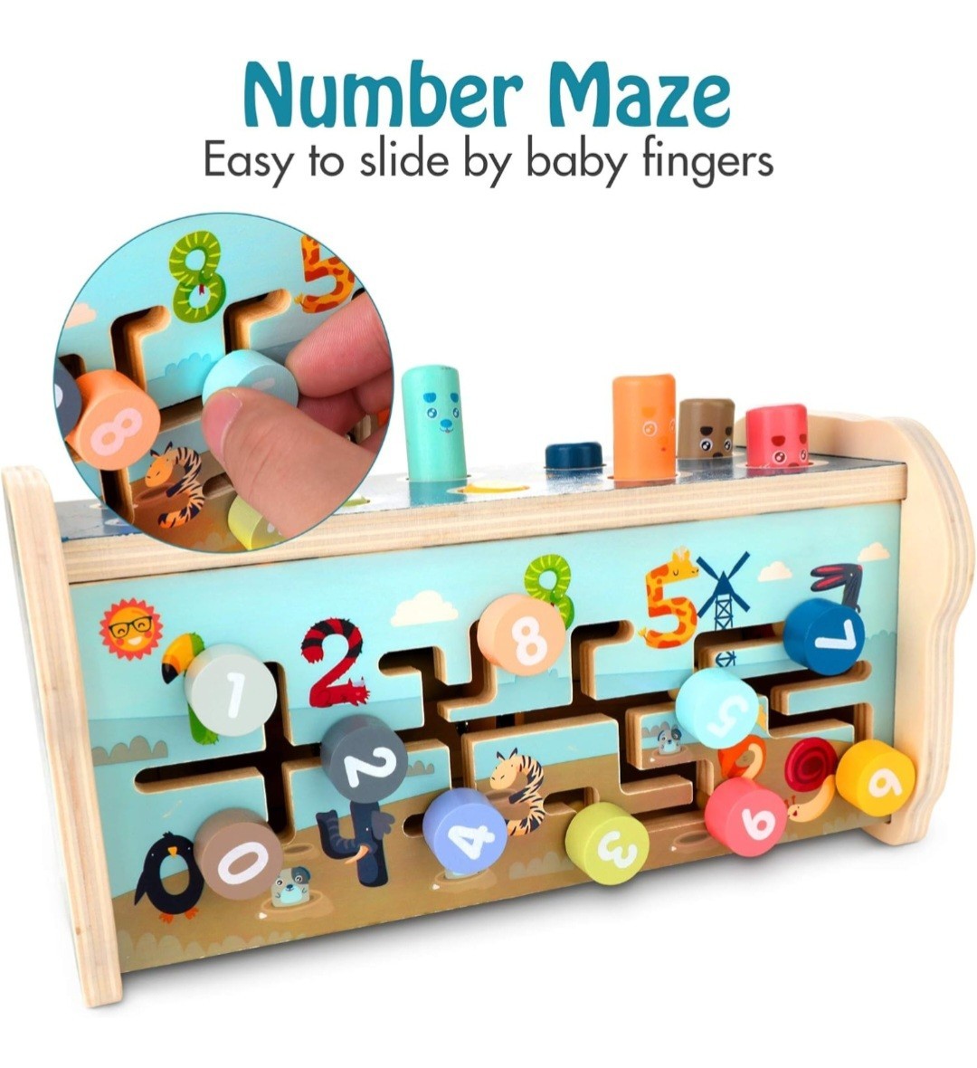 Montessori Pounding Toy for 1-2 Year Olds Wooden Hammering & Activity Board
