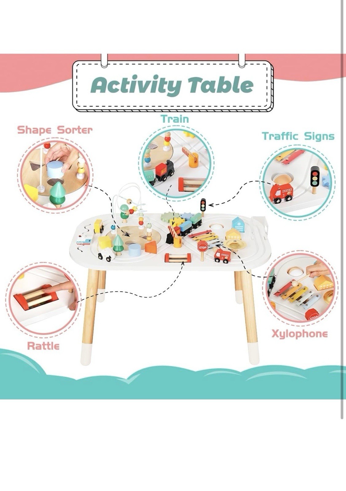 Montessori Wooden Activity Table for Toddlers 12 Months+ – New