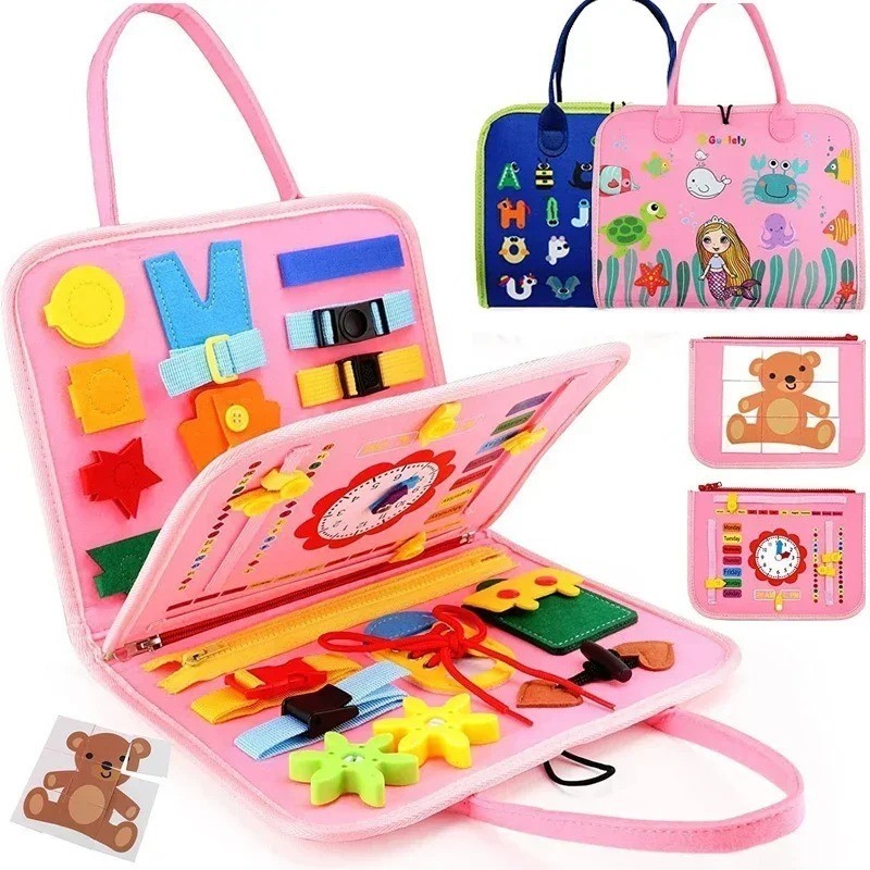 Montessori Felt Busy Board Quiet Book Sensory Activity Toy for Kids Travel