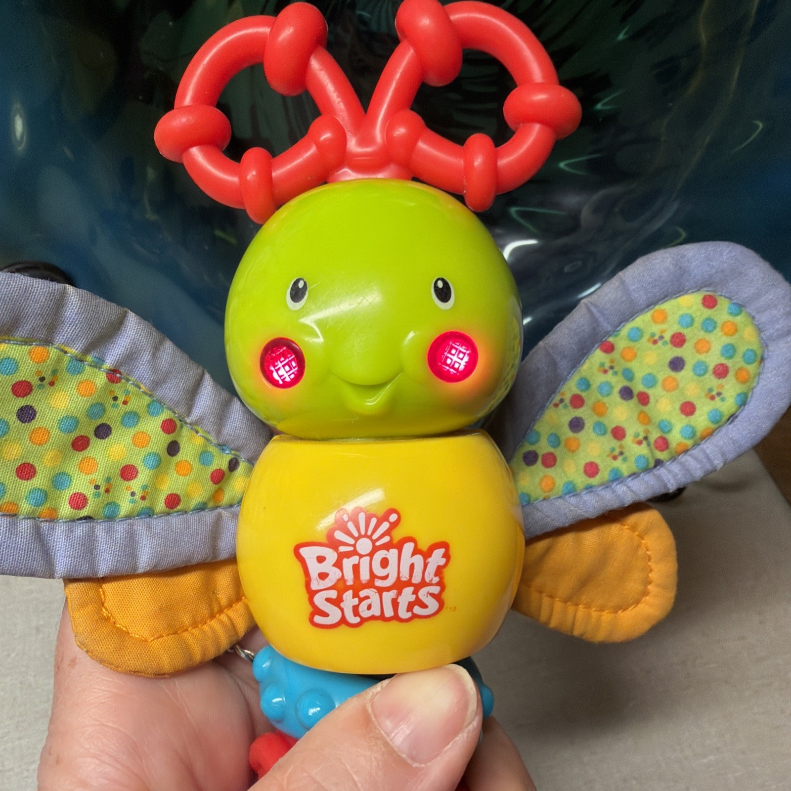 Bright Starts Twisty Bug dragonfly butterfly take along baby toy rattle lights