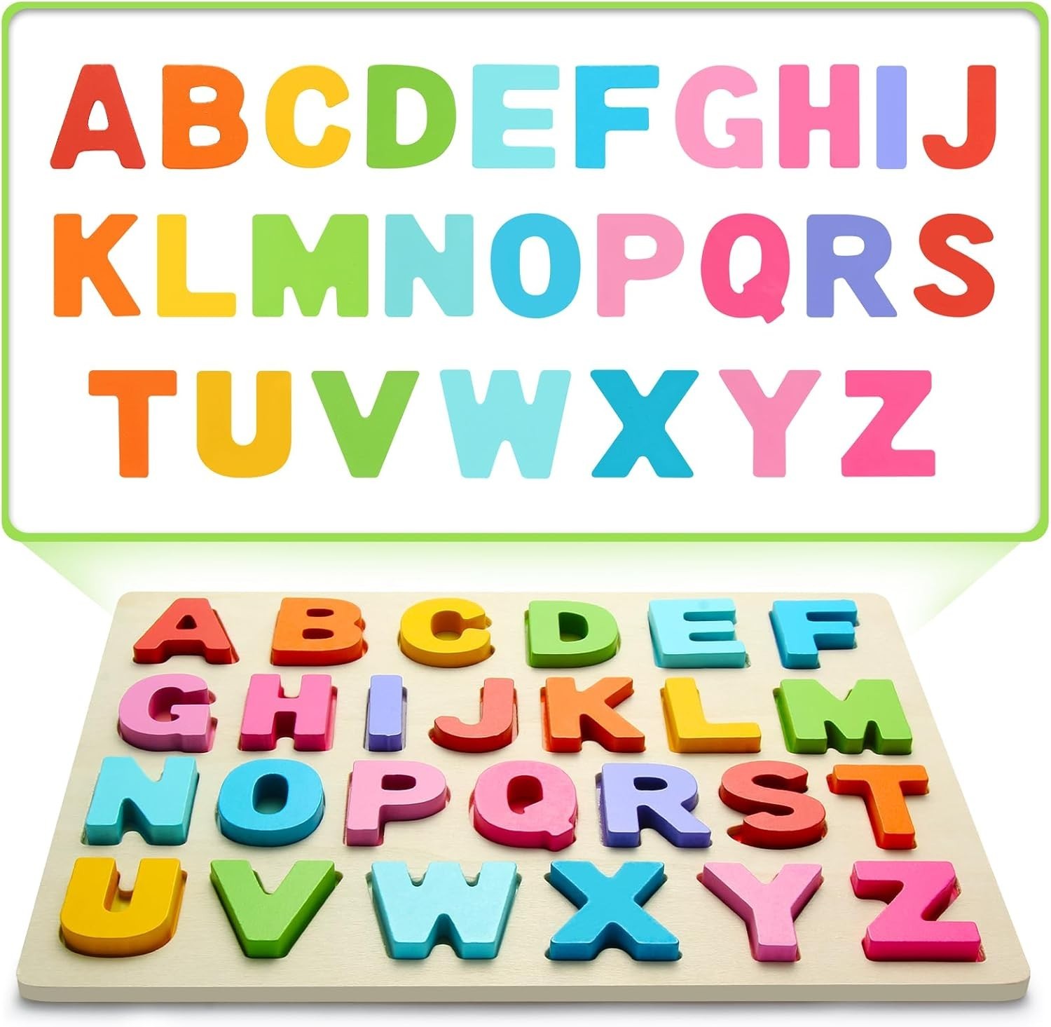 Wooden Puzzles for Toddlers, ABC Alphabet Puzzle, Learning Toys, Preschool Le…