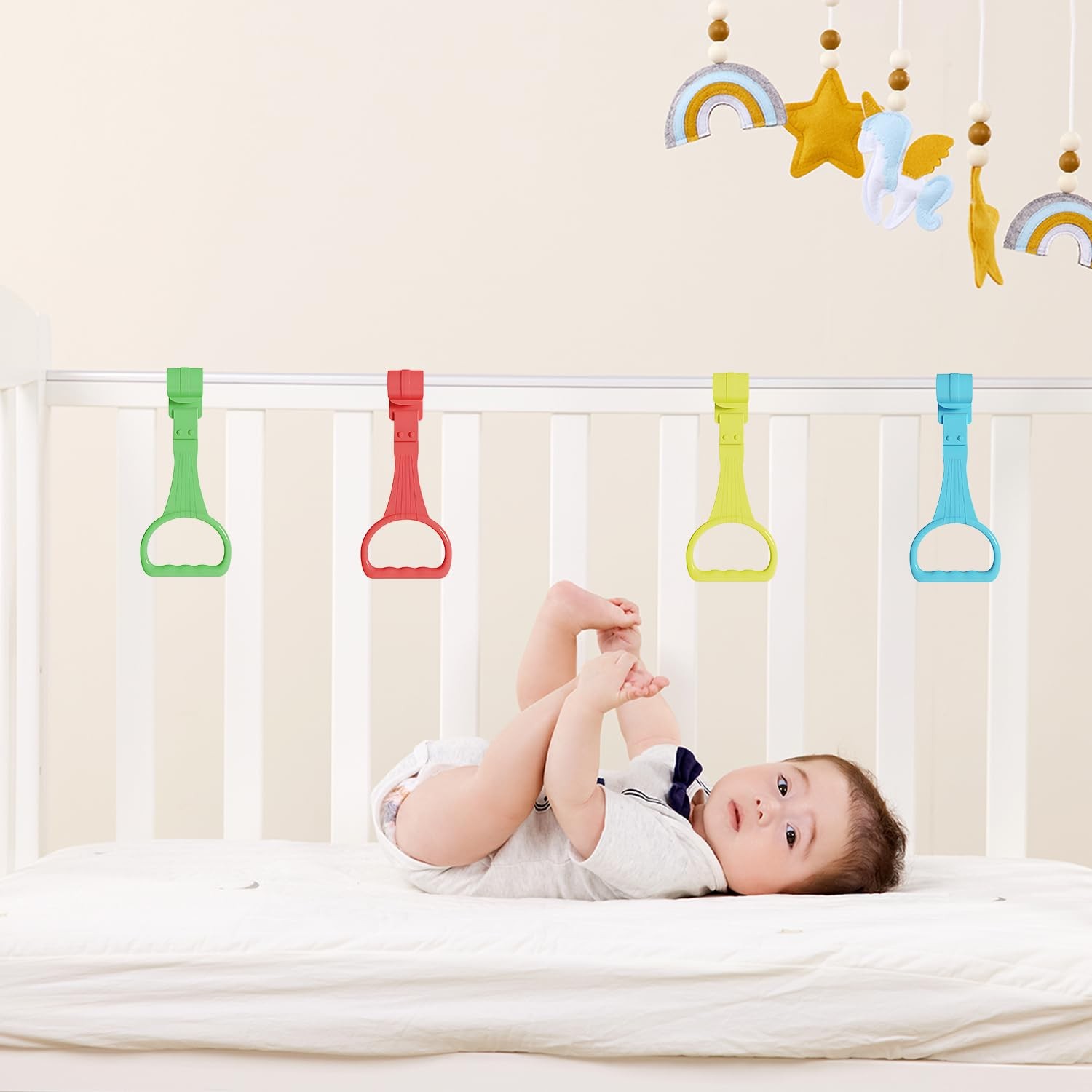 8Pcs Pull Up Rings – Baby Walking Exercises Assistant – Bed & Crib Stand Up R…