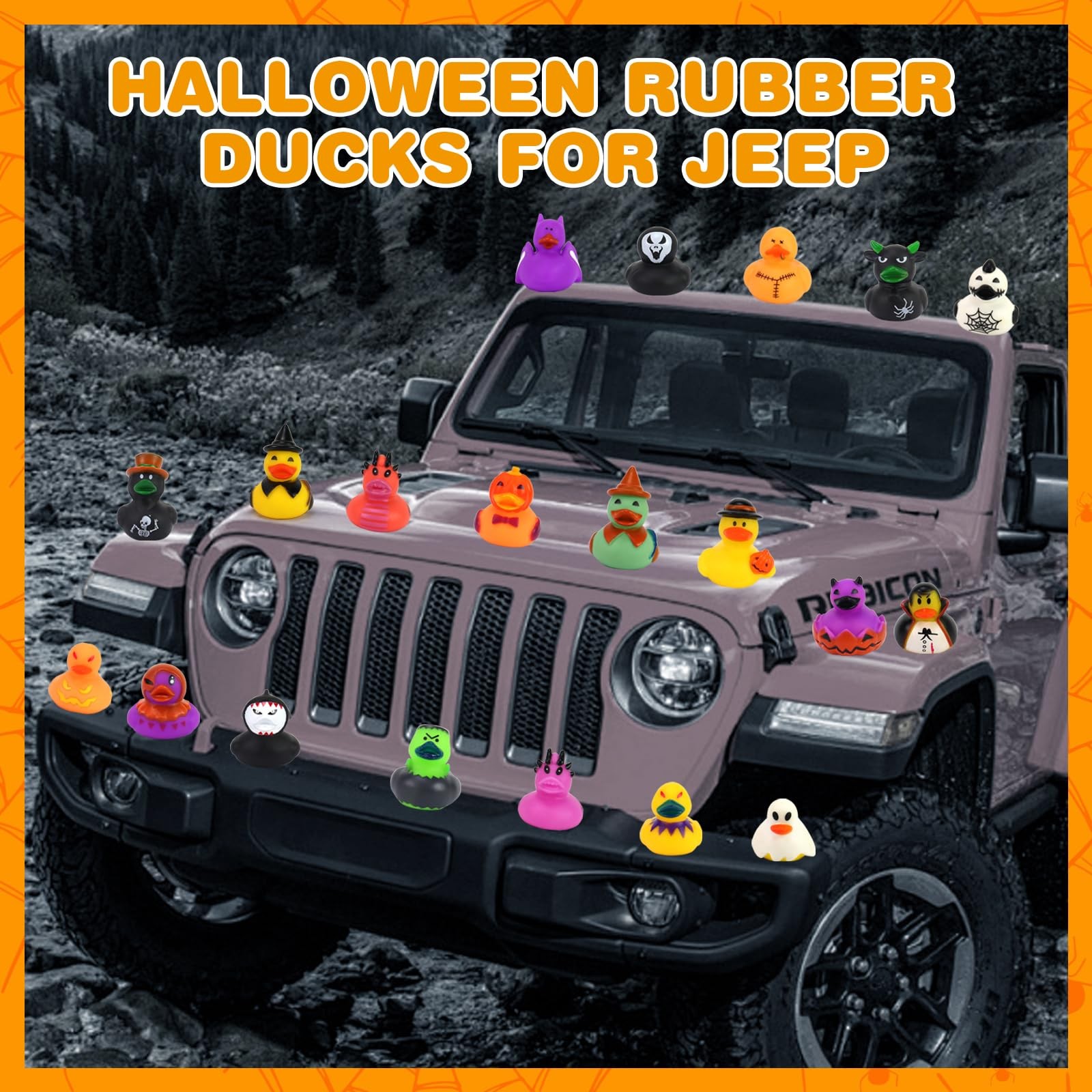 Fudragtn 50 Pcs Halloween Rubber Ducks Halloween Ducks For Jeeps Ducking Random