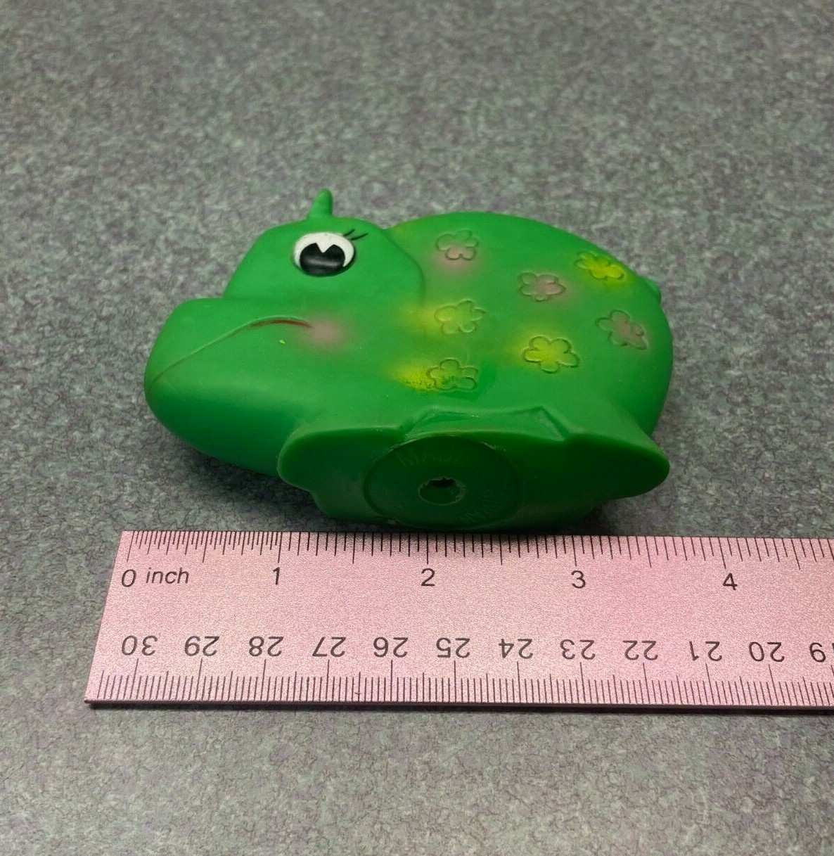 Green Hippo Squeaky 3.5″ Baby Infant Toy Flowers Animal Bath Hippopotamus